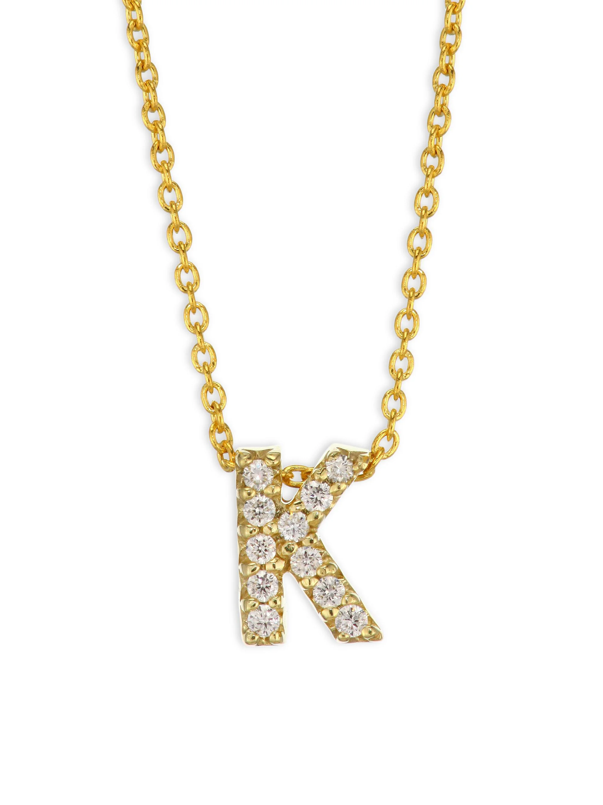 Women's Tiny Treasures Diamond & 18K Yellow Gold Initial Necklace - Initial K - 1
