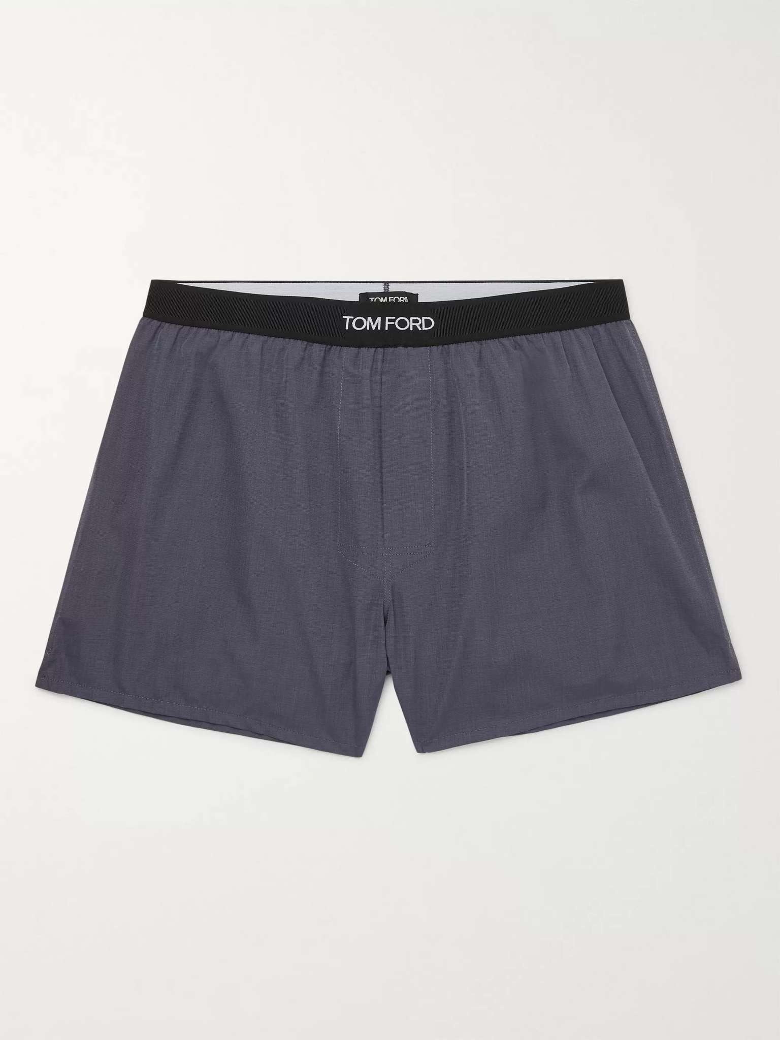 Grosgrain-Trimmed Cotton Boxer Shorts - 1