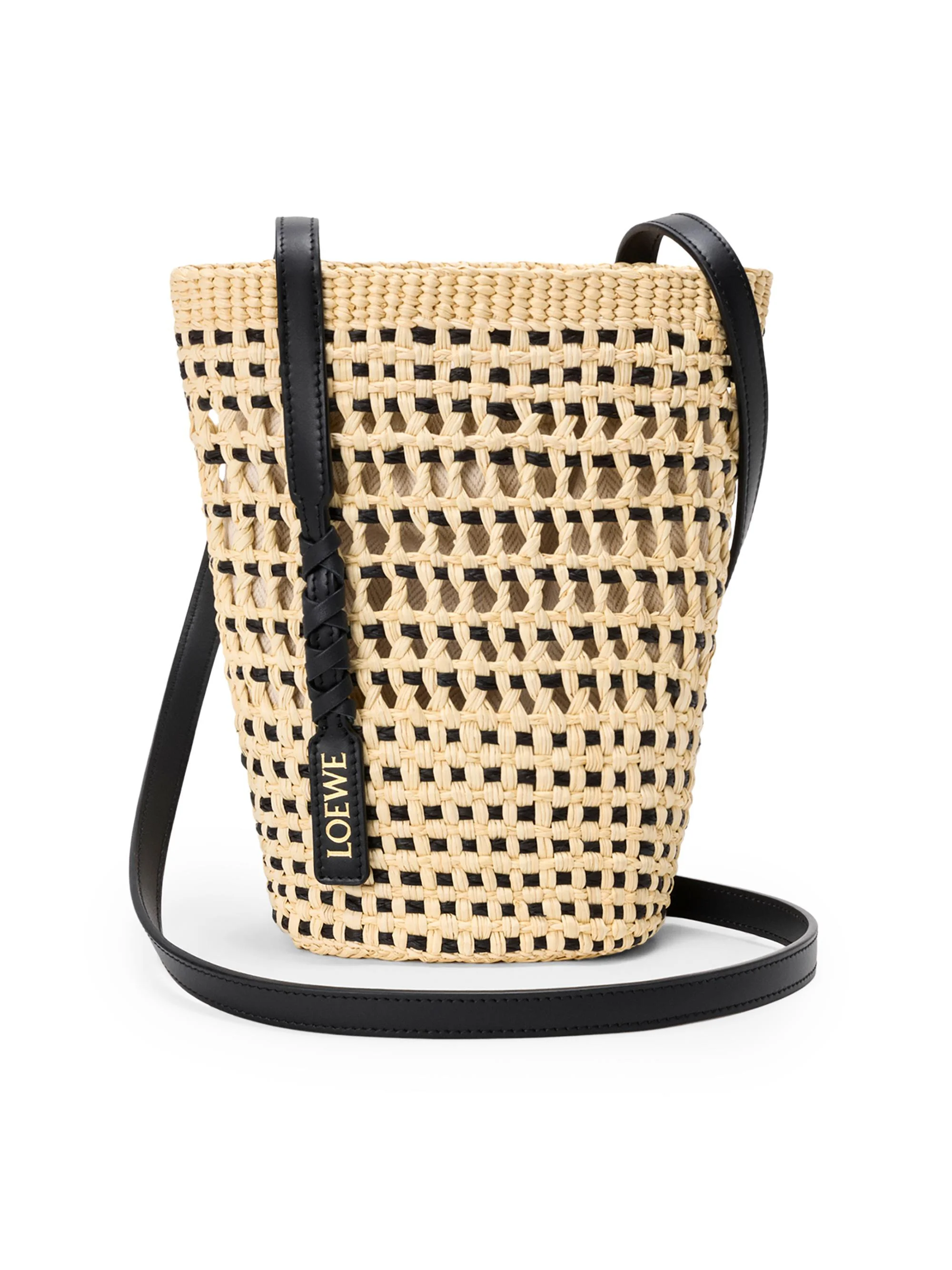 Women's x Paula's Ibiza Braided Raffia Bucket Bag - Natural Black - 1
