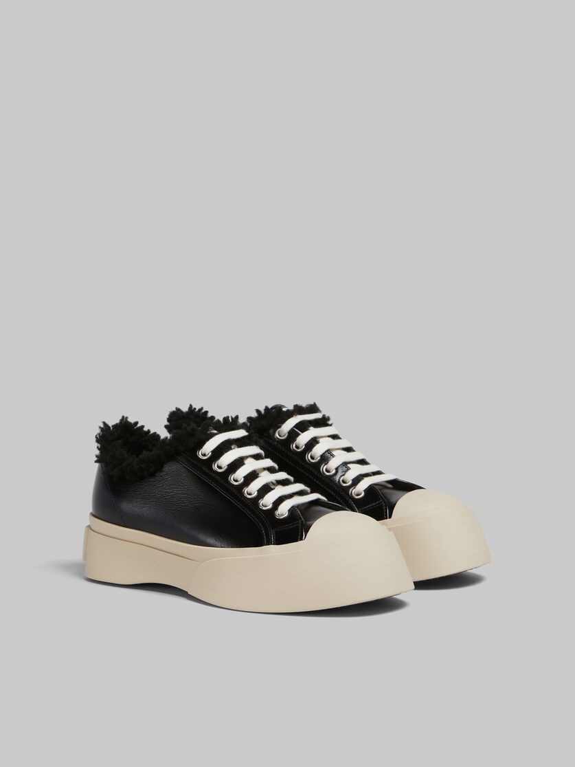 BLACK LEATHER AND SHEARLING PABLO SNEAKER - 2
