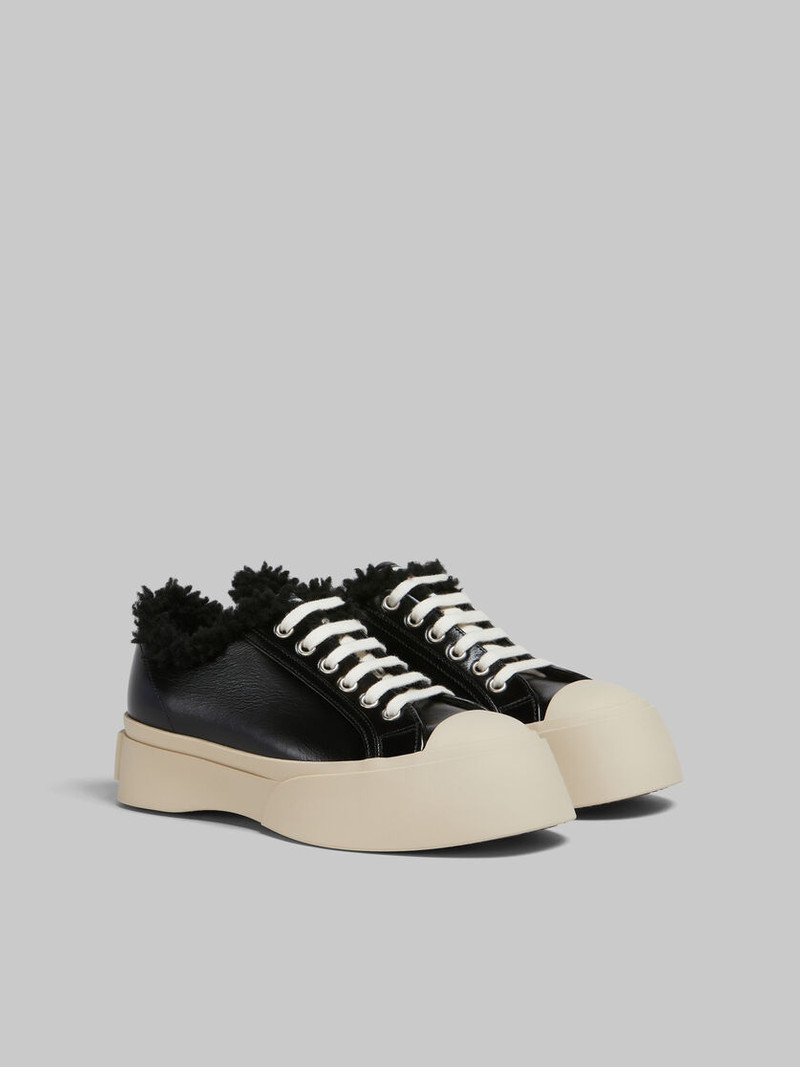 BLACK LEATHER AND SHEARLING PABLO SNEAKER 2