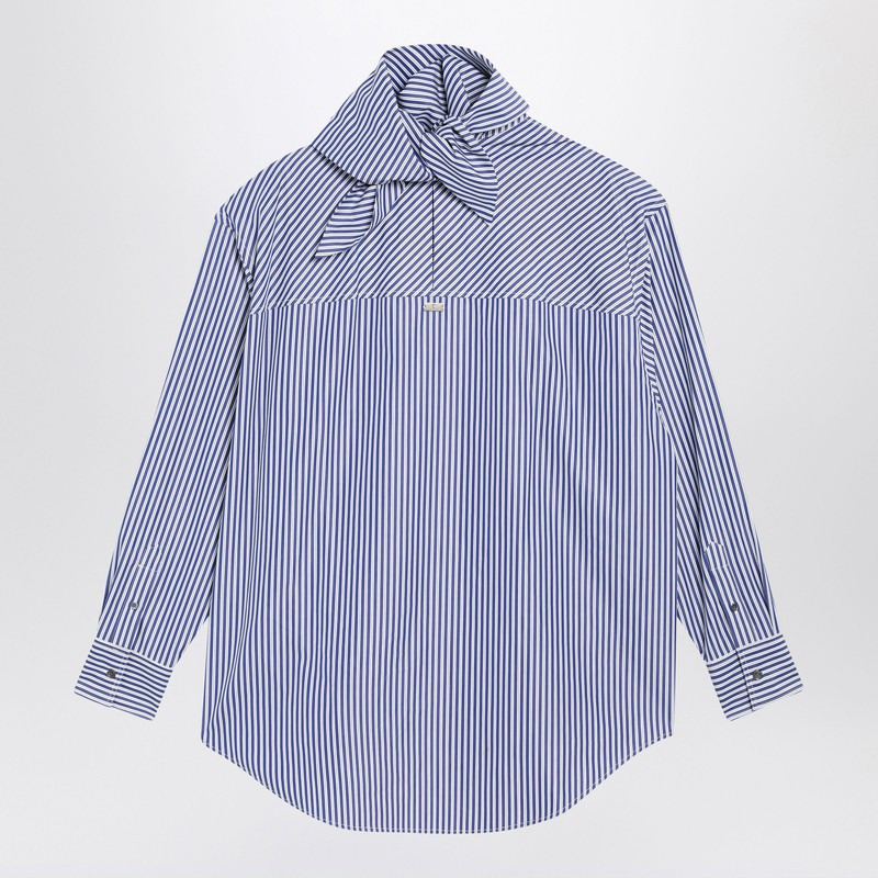 Ami Paris Blue Striped Poplin Shirt With Scarf Women - 2