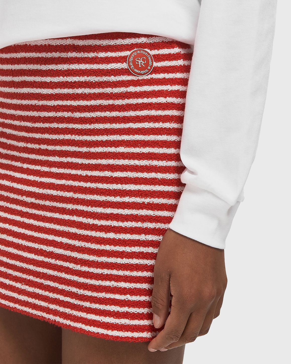 Serif Logo Striped Terry Aline Skirt - 4