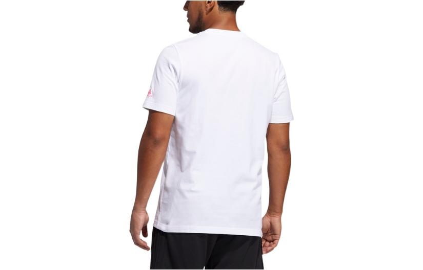 Men's adidas Minimalistic Alphabet Printing Casual Round Neck Short Sleeve White T-Shirt GK3603 - 2