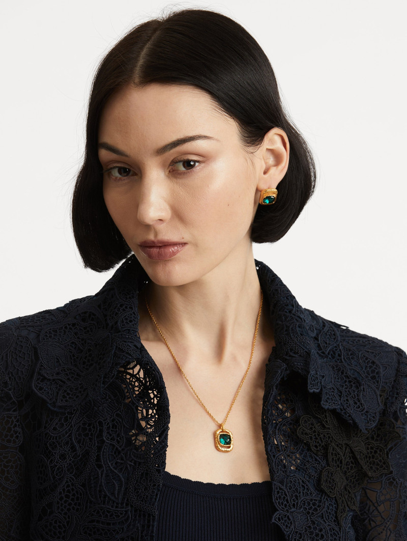 Oscar de la Renta RECTANGLE CRYSTAL PENDANT NECKLACE outlook