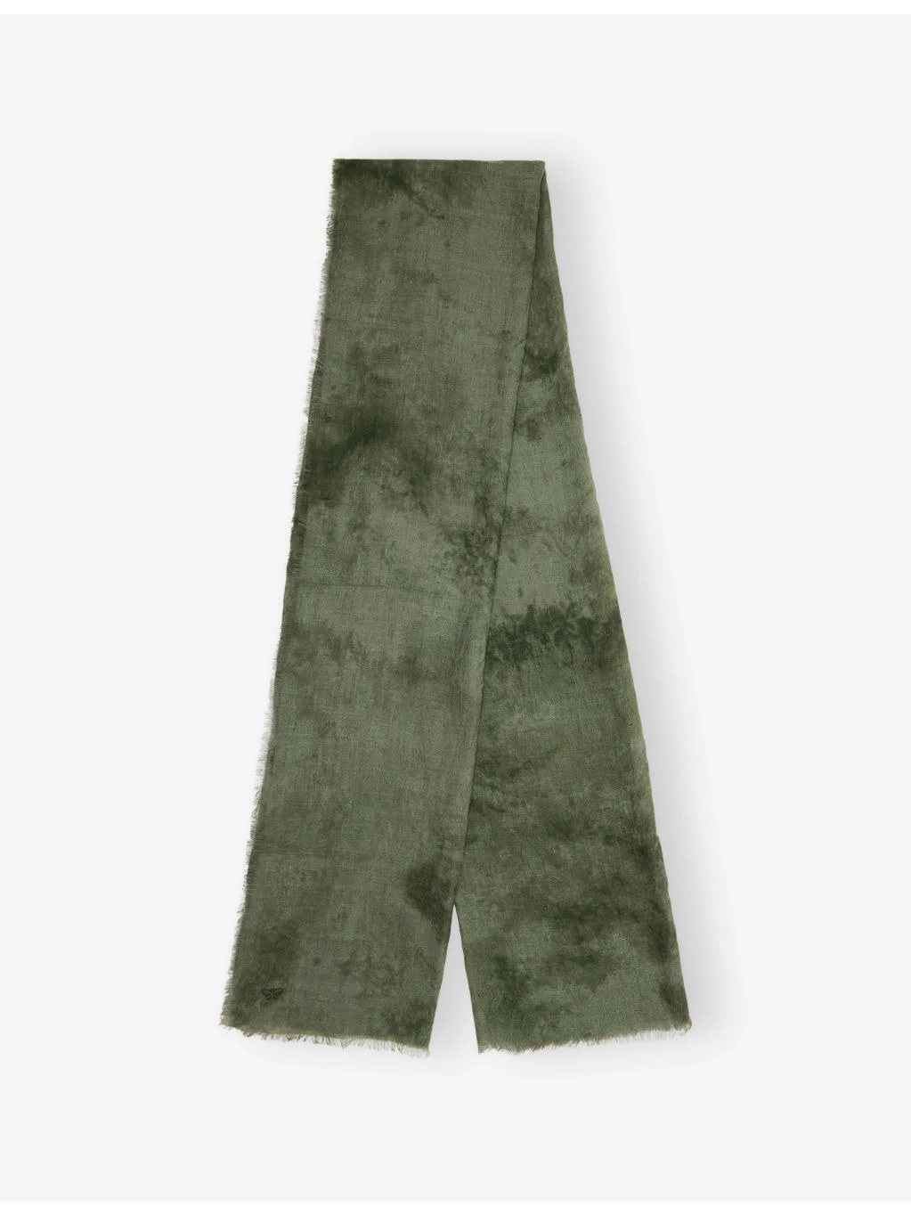 Tie-Dye Fringed-Edge Wool Scarf - 1