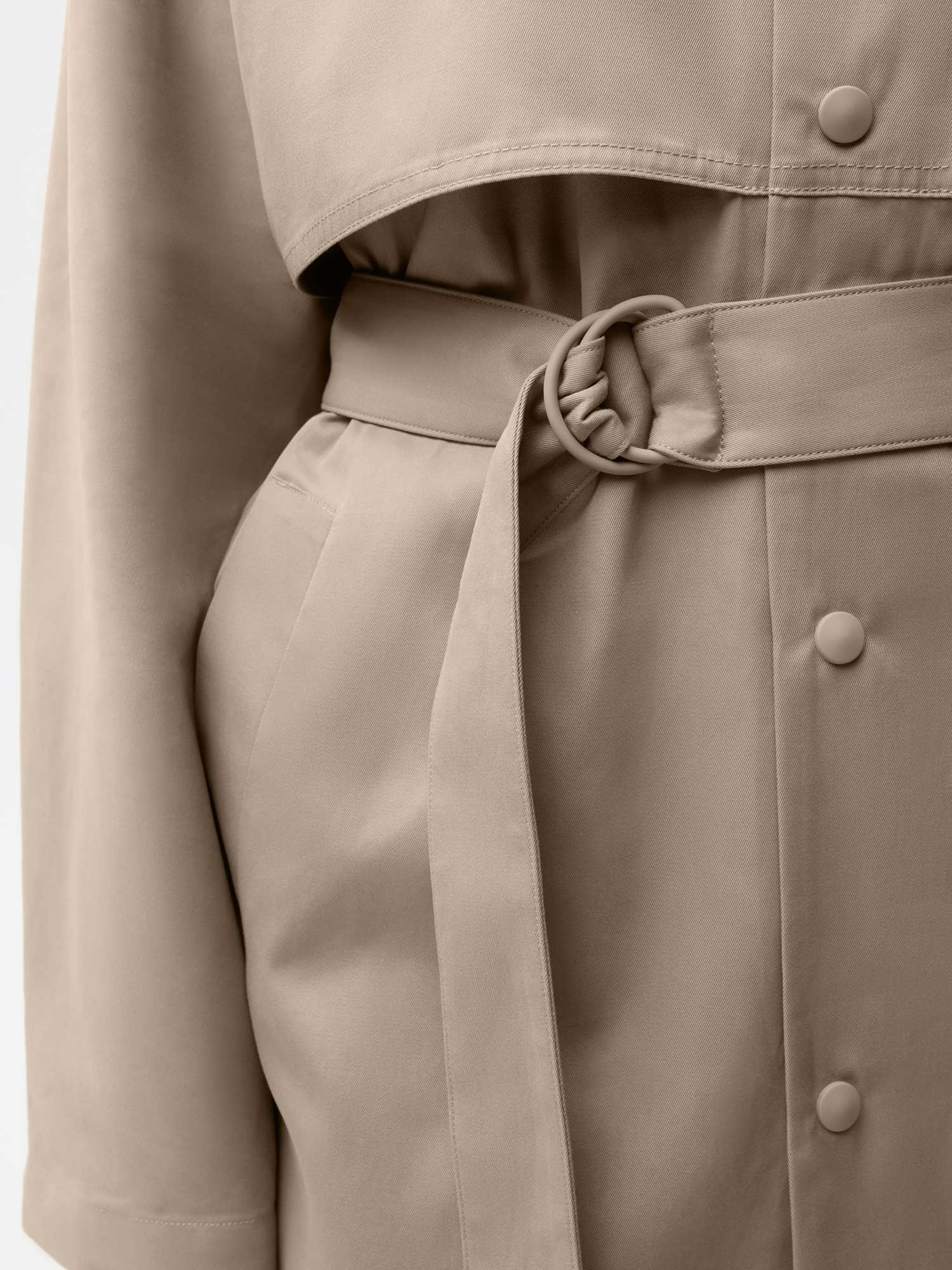 Womens Organic Cotton Trench Coat - Taupe - 4