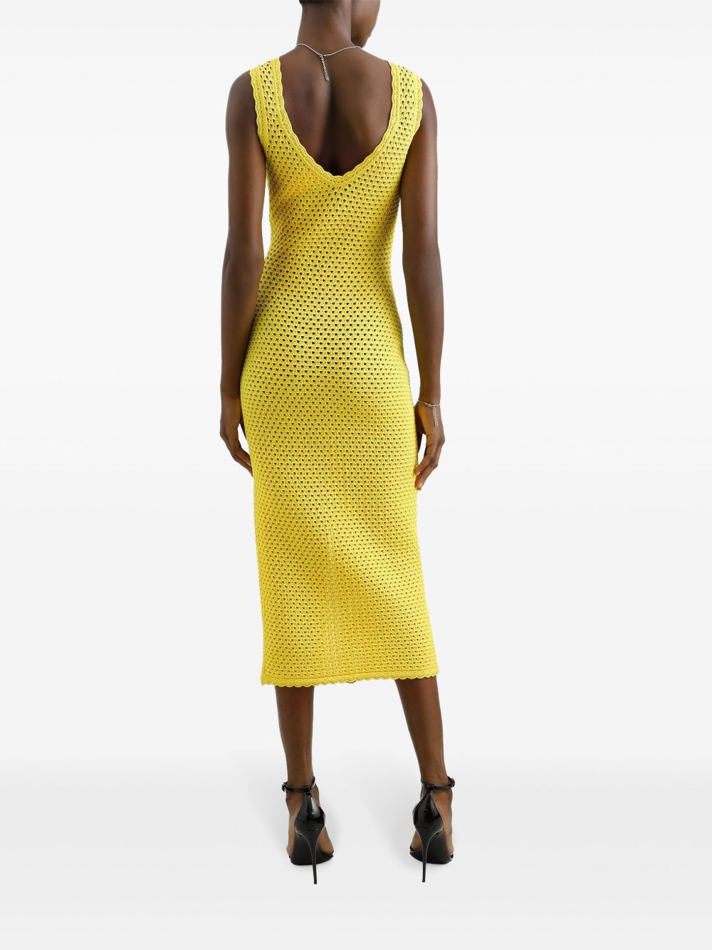 crochet-knit midi dress - 3