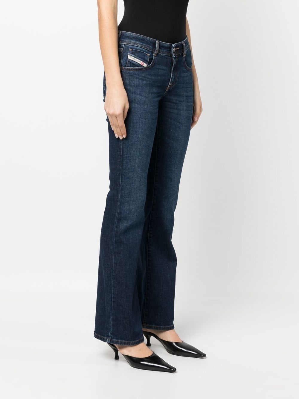 dark wash flared jeans - 5