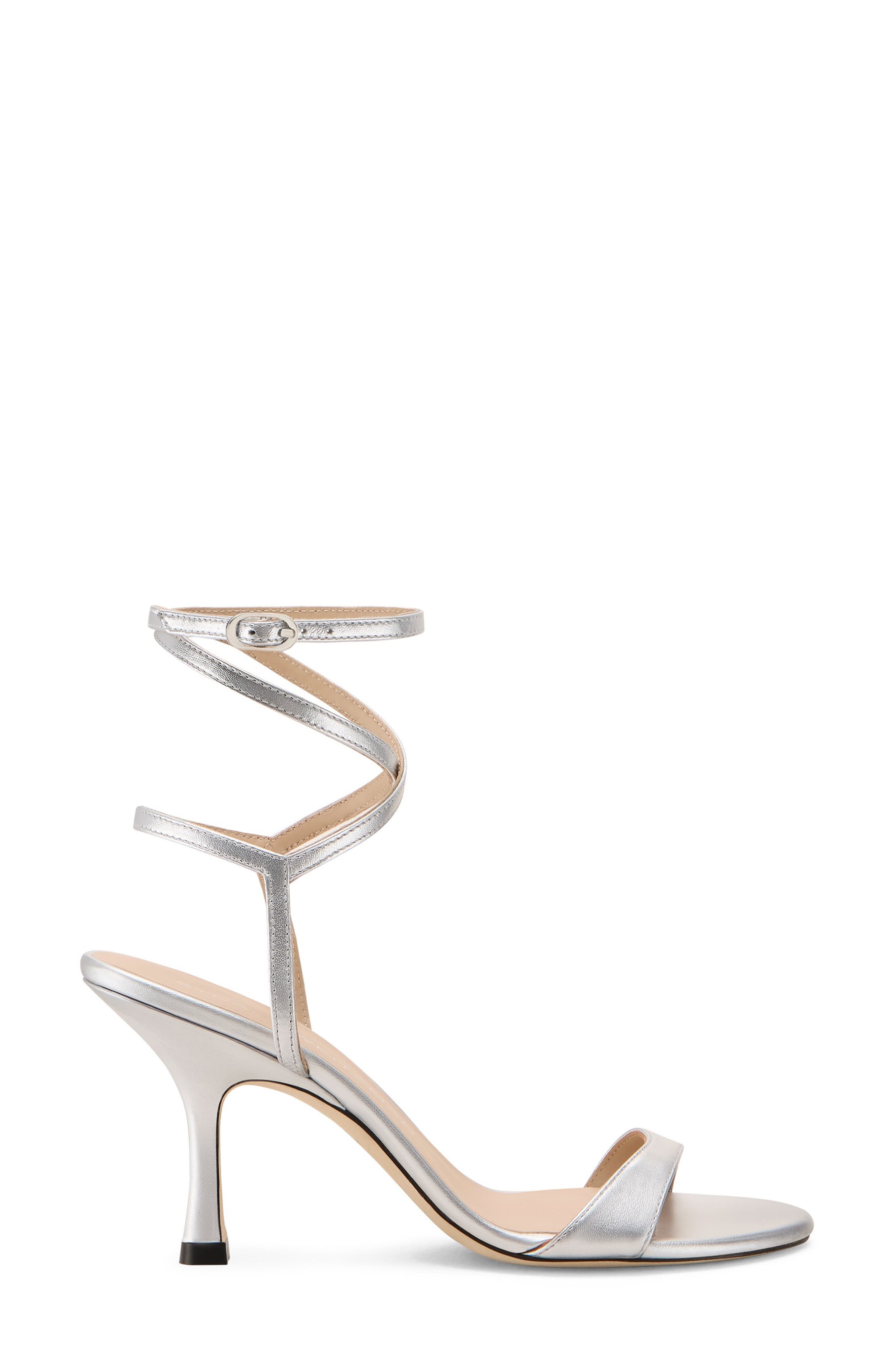 Stuart Weitzman Nudist Wrap 85 Sandal in Silver at Nordstrom - 3