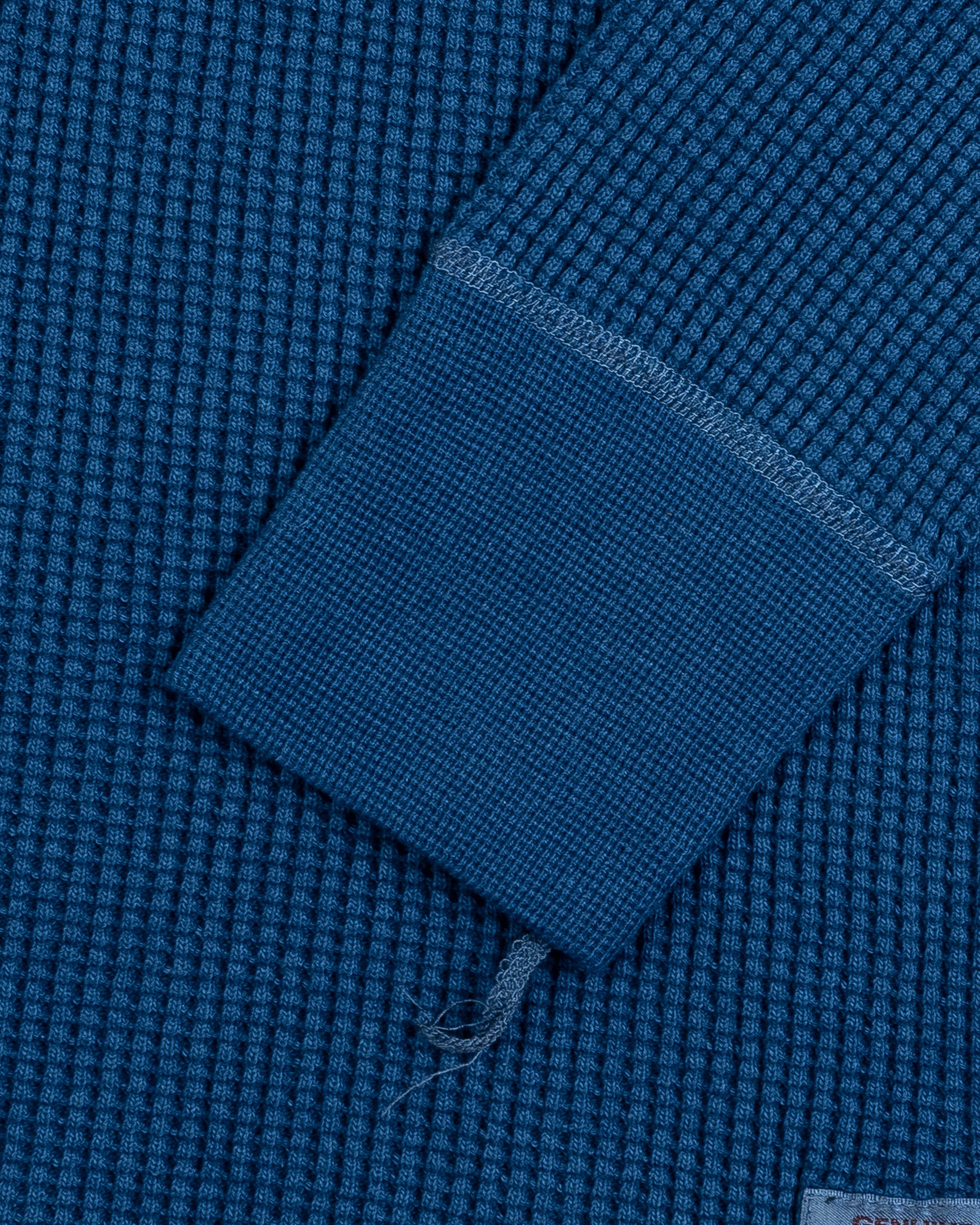 IHTL-1213-IND Waffle Knit Long Sleeved Thermal Henley - Indigo Dyed - 10