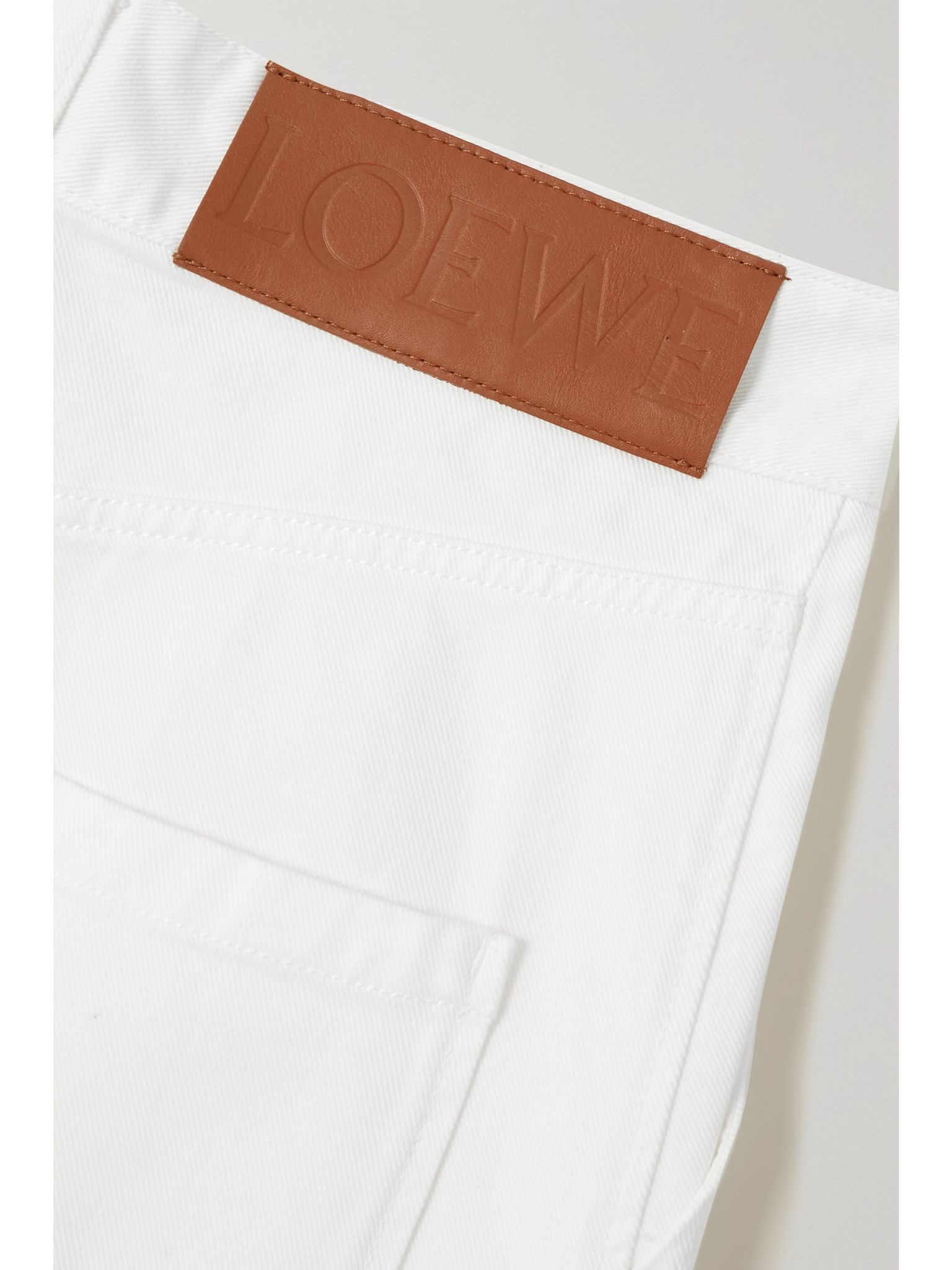 + Paula's Ibiza leather-trimmed embroidered high-rise wide-leg jeans White - 6