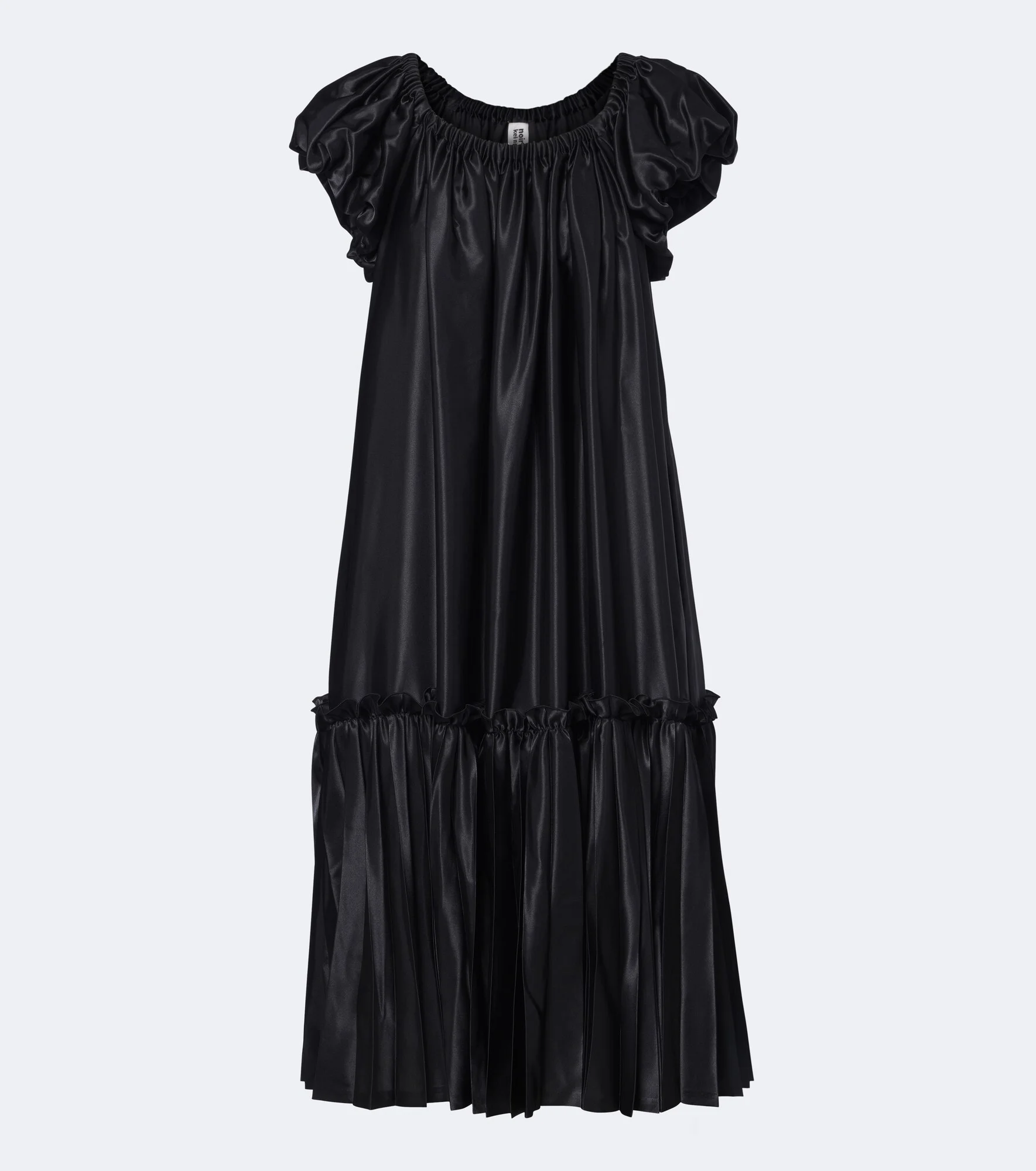 Pleated tiered satin midi dress - 1