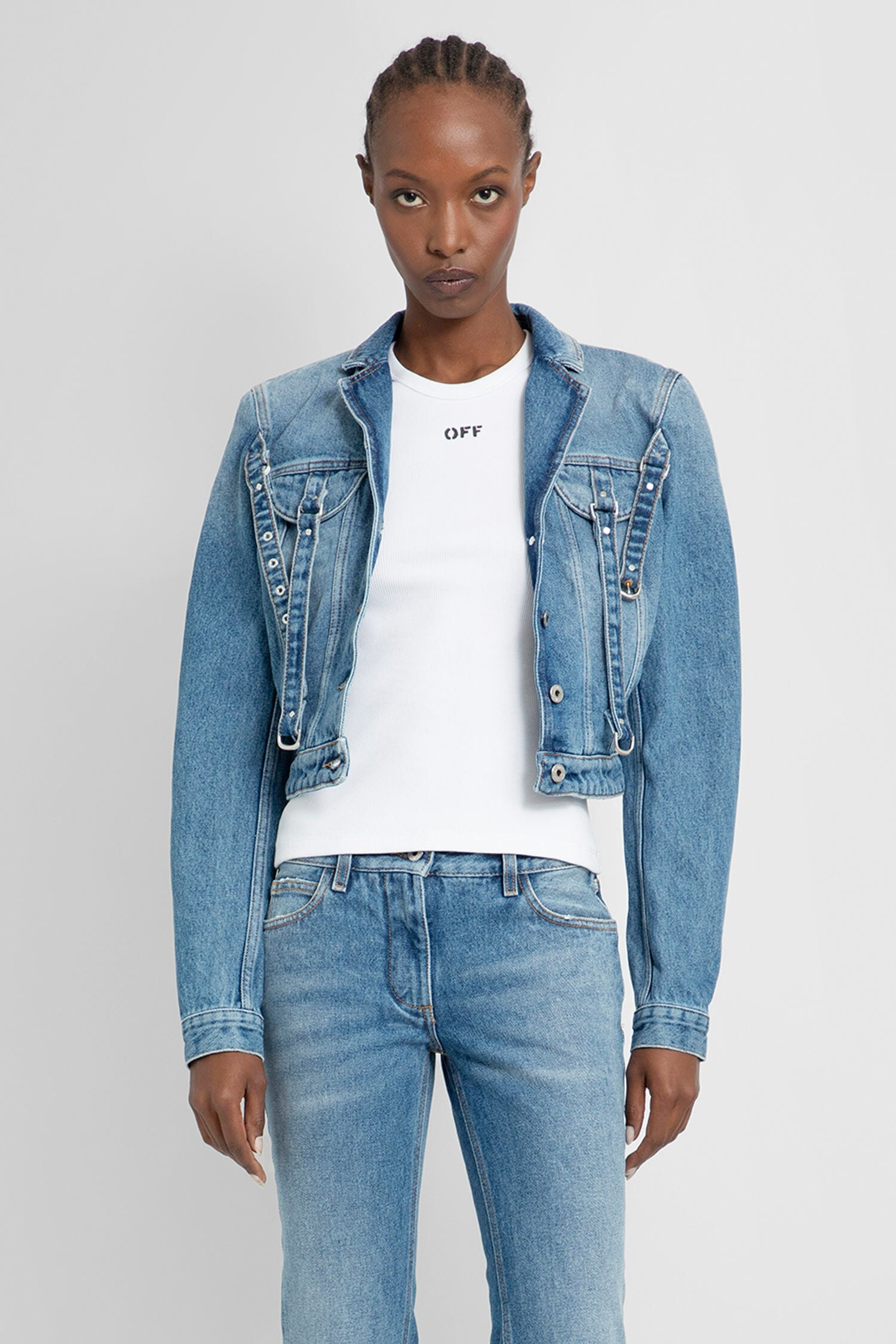 OFF-WHITE WOMAN BLUE JACKETS - 1