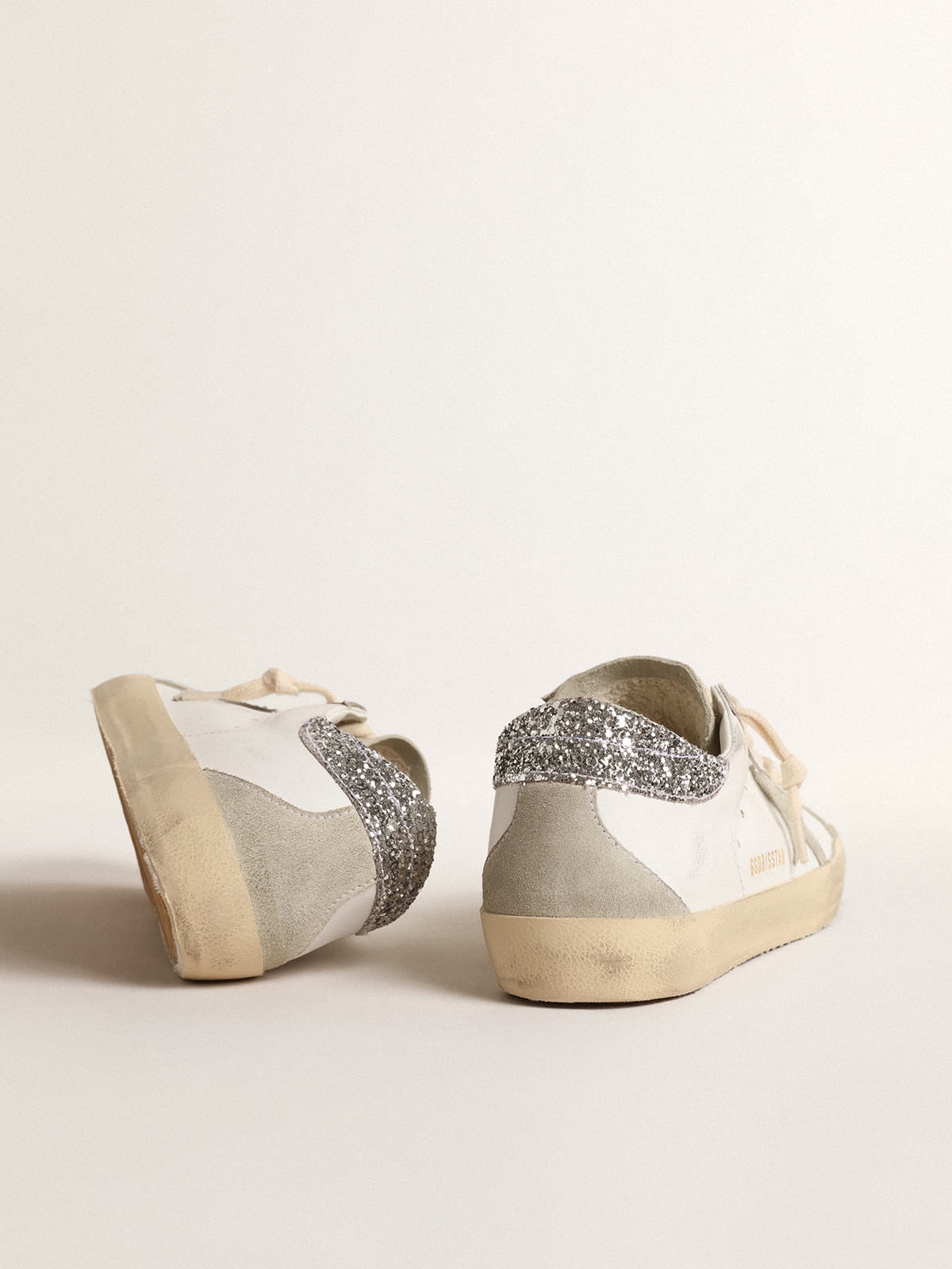 Golden ☆SUPERSTAR SILVER HEEL TAB BLUE STAR SNEAKERS Golden Goose Super-Star with gray star and silver glitter