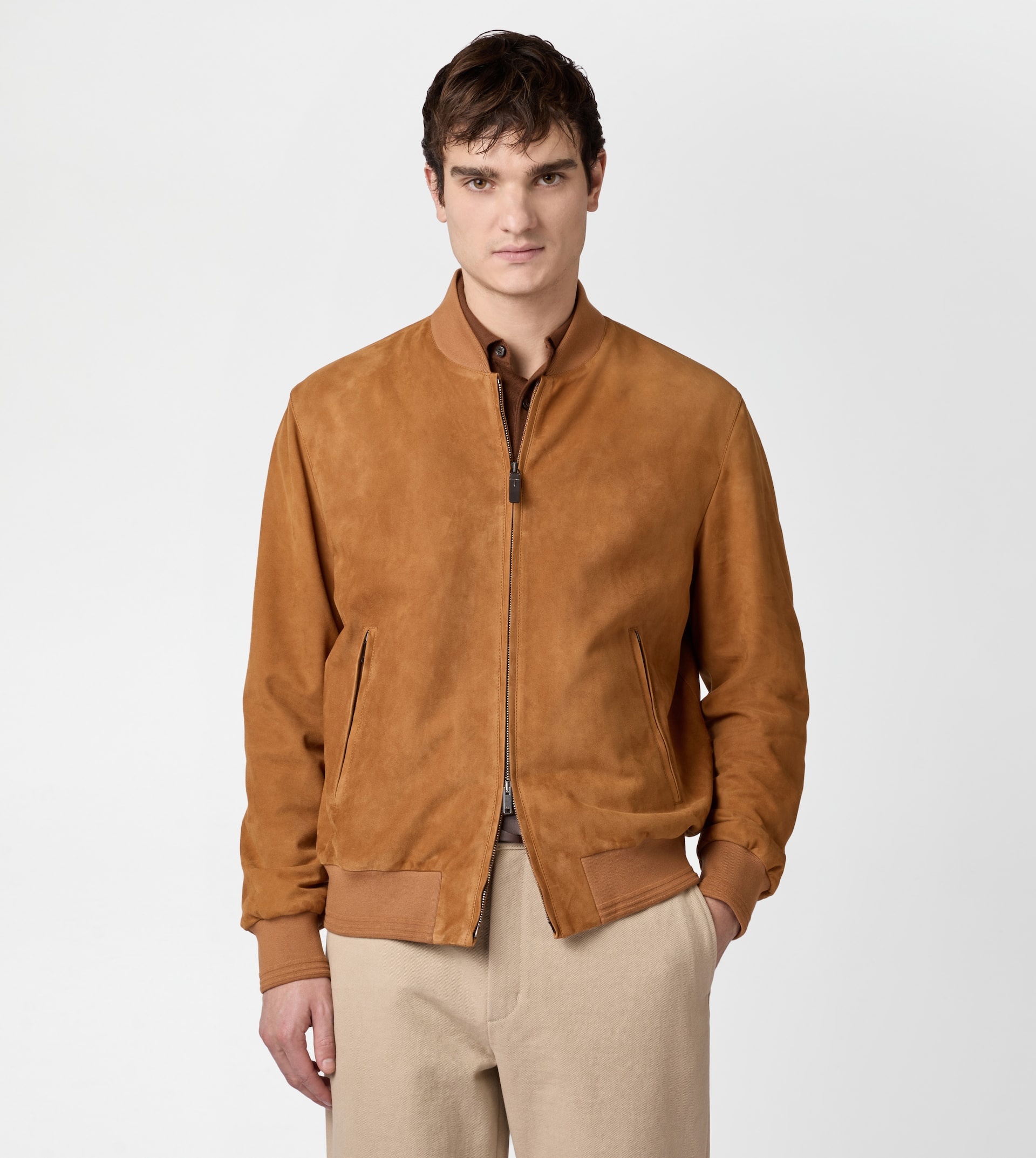 PASHMY BOMBER JACKET IN SUEDE - ORANGE - 3
