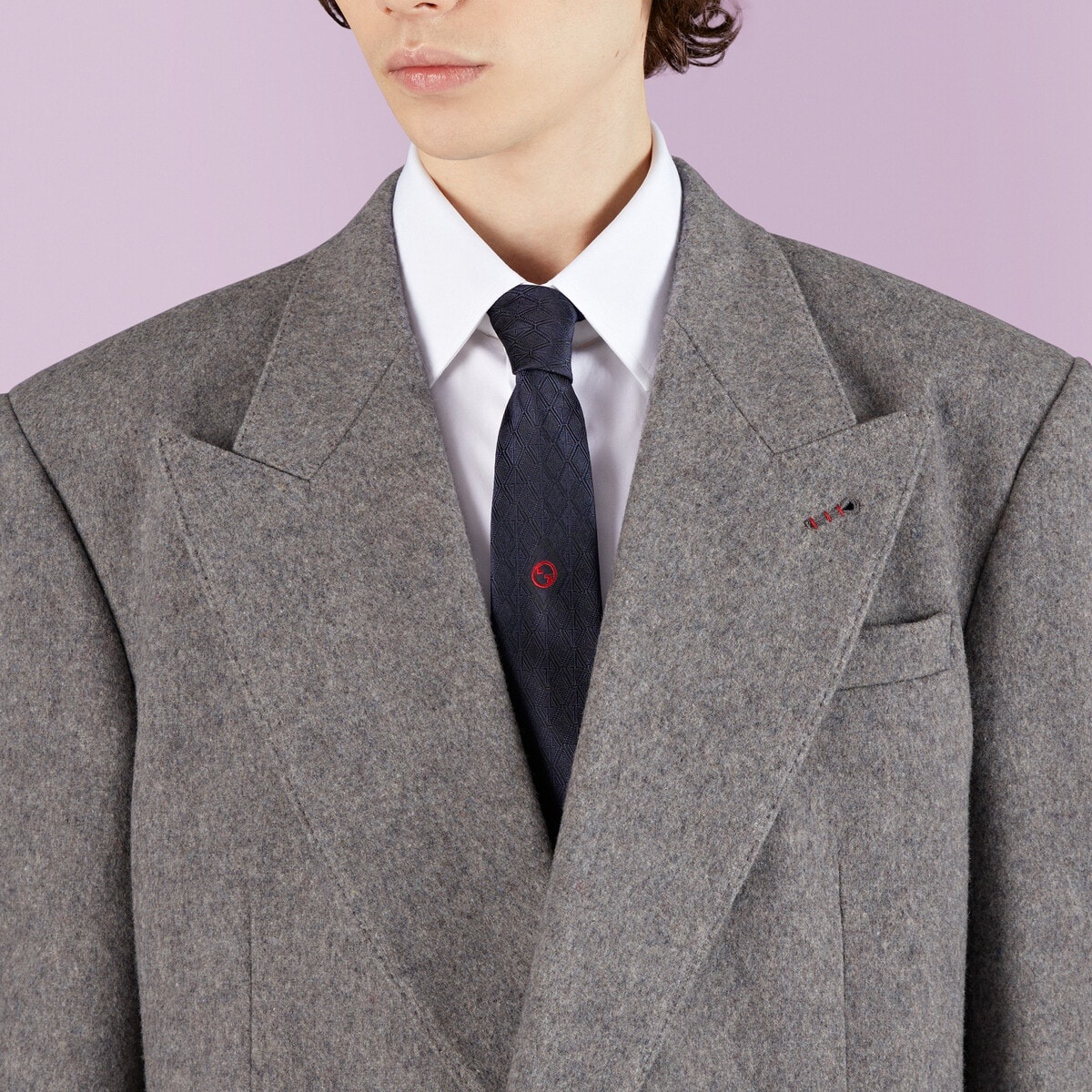 Geometric G silk jacquard tie - 3