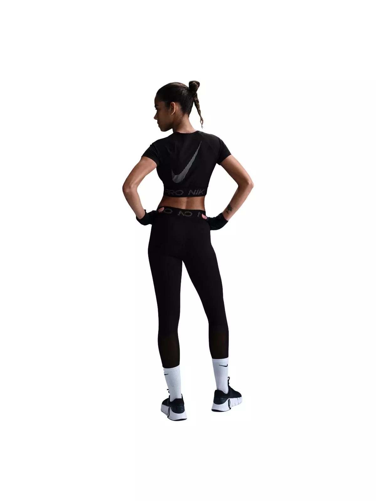 Women's Pro Dri-FIT Short-Sleeve Cropped Graphic Top-Black - 5