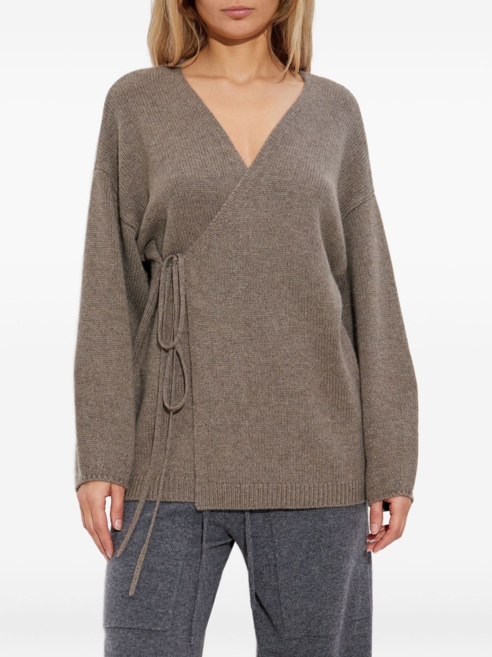 tie-front wrap cardigan - 3