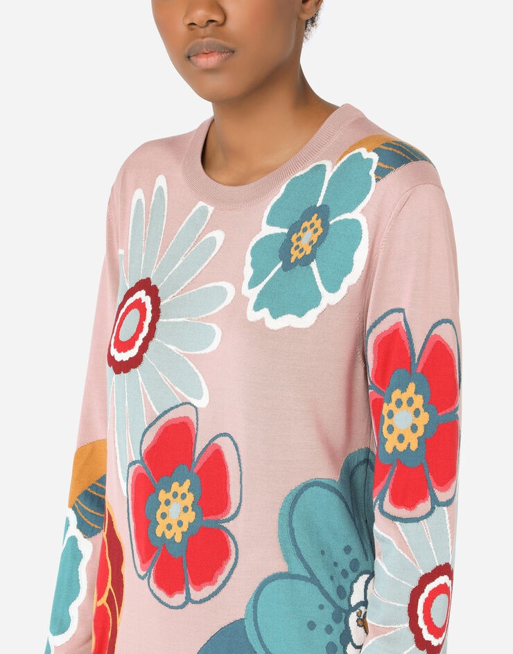 Silk sweater with floral intarsia - 4