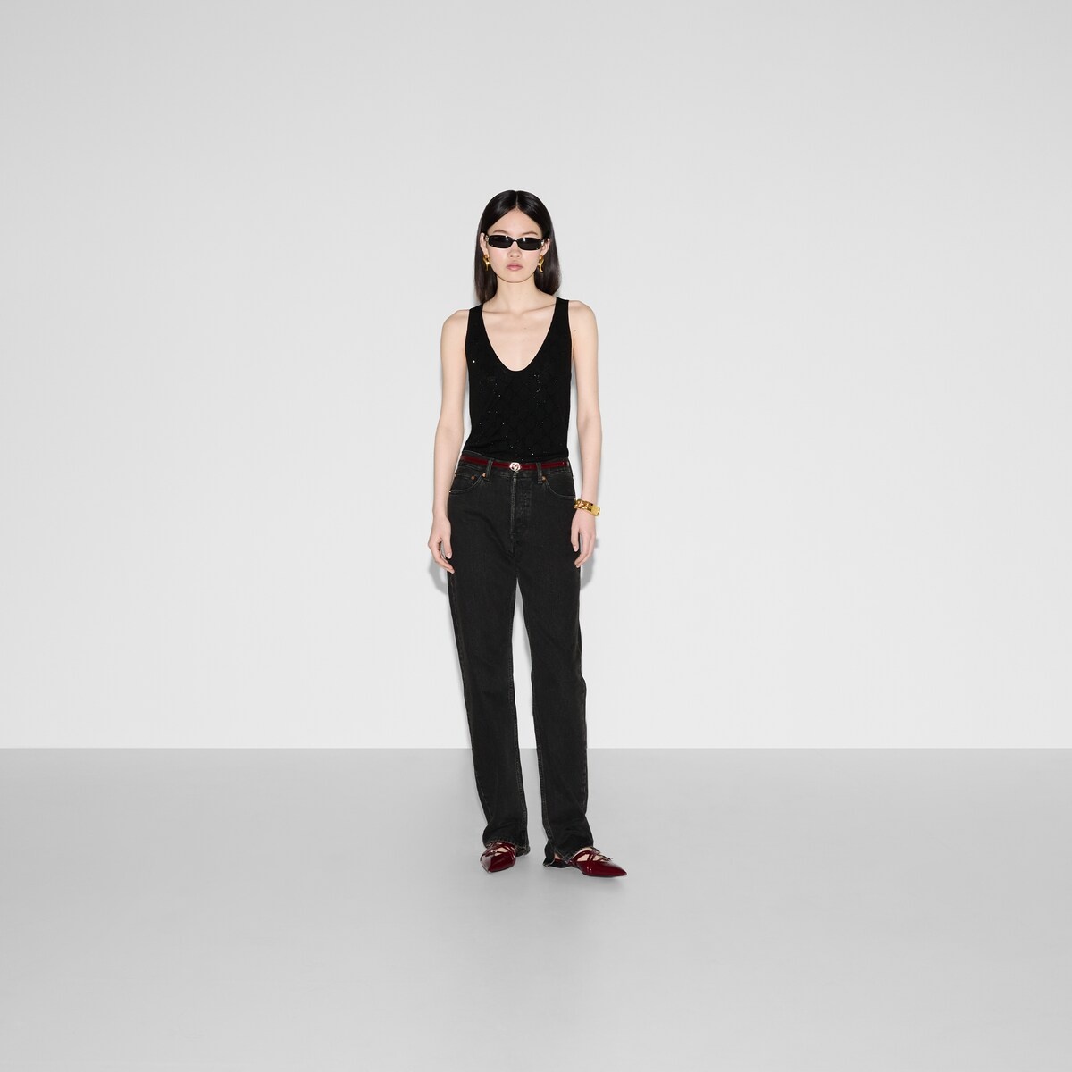 Wool tank top with GG embroidery - 2