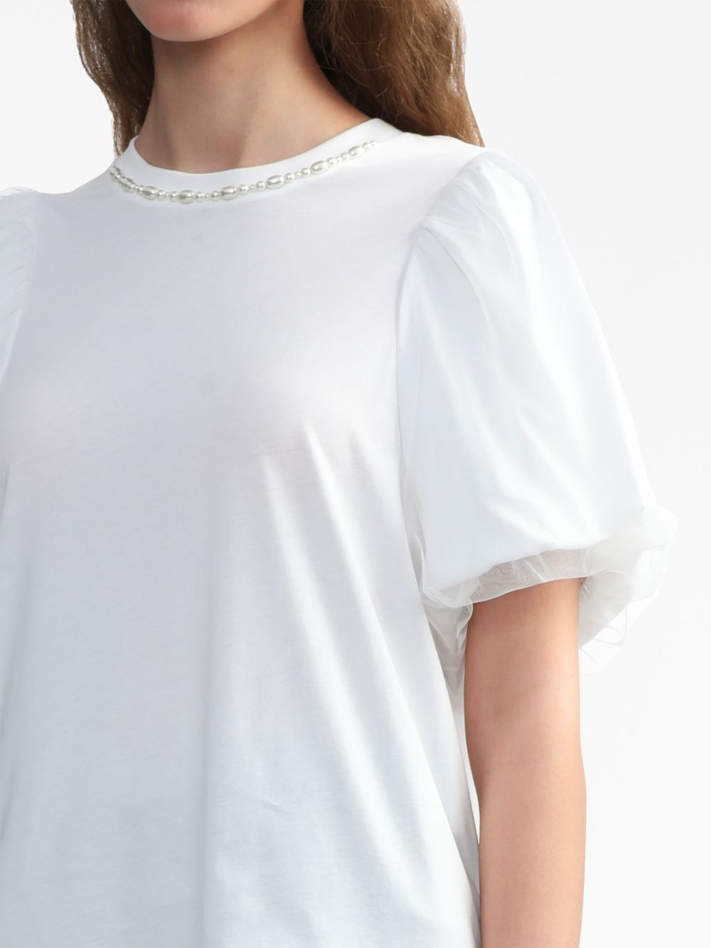 pearl-embellished cotton T-shirt - 5