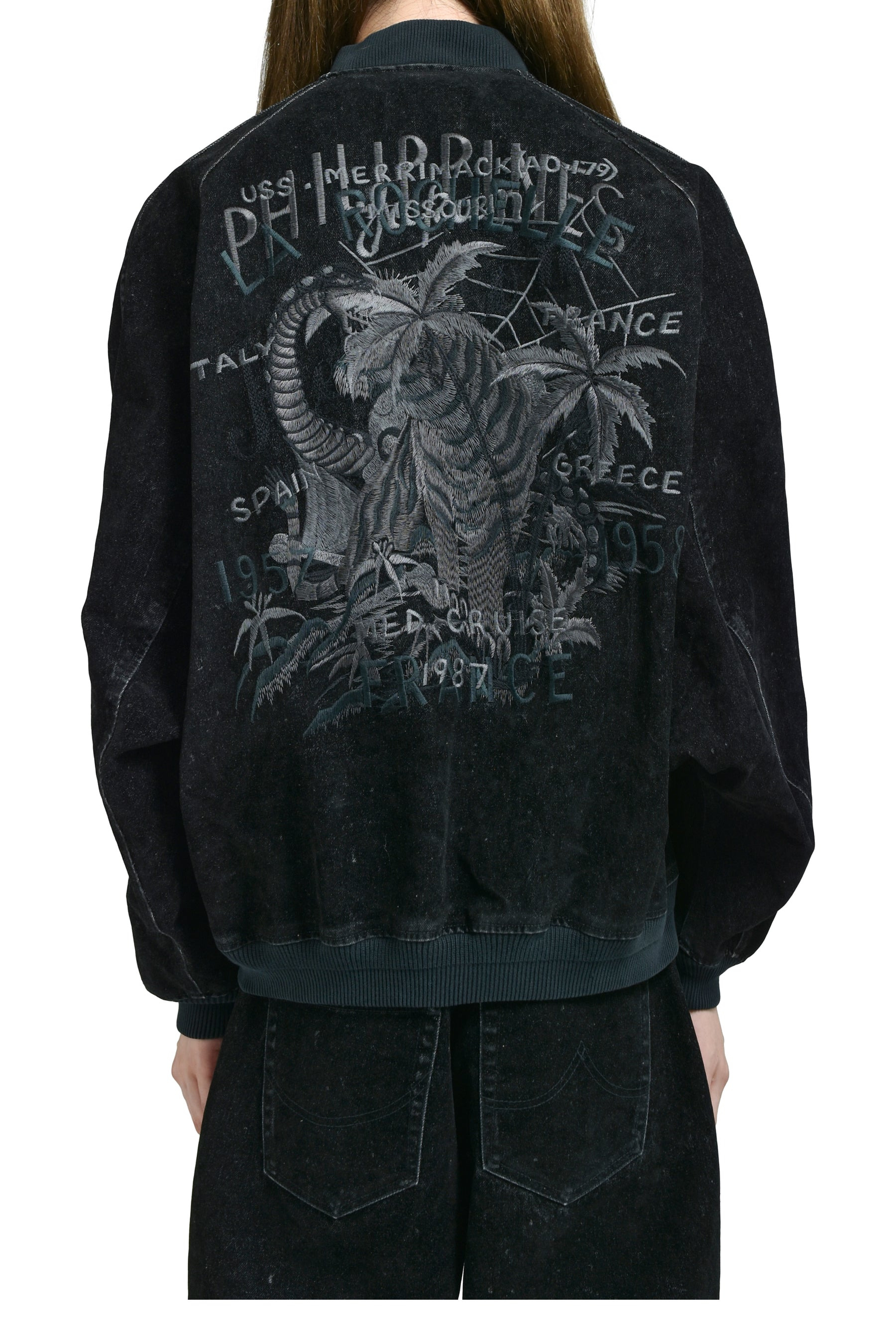 FLOCKED DEINM SOUVENIR JACKET / BLK - 2