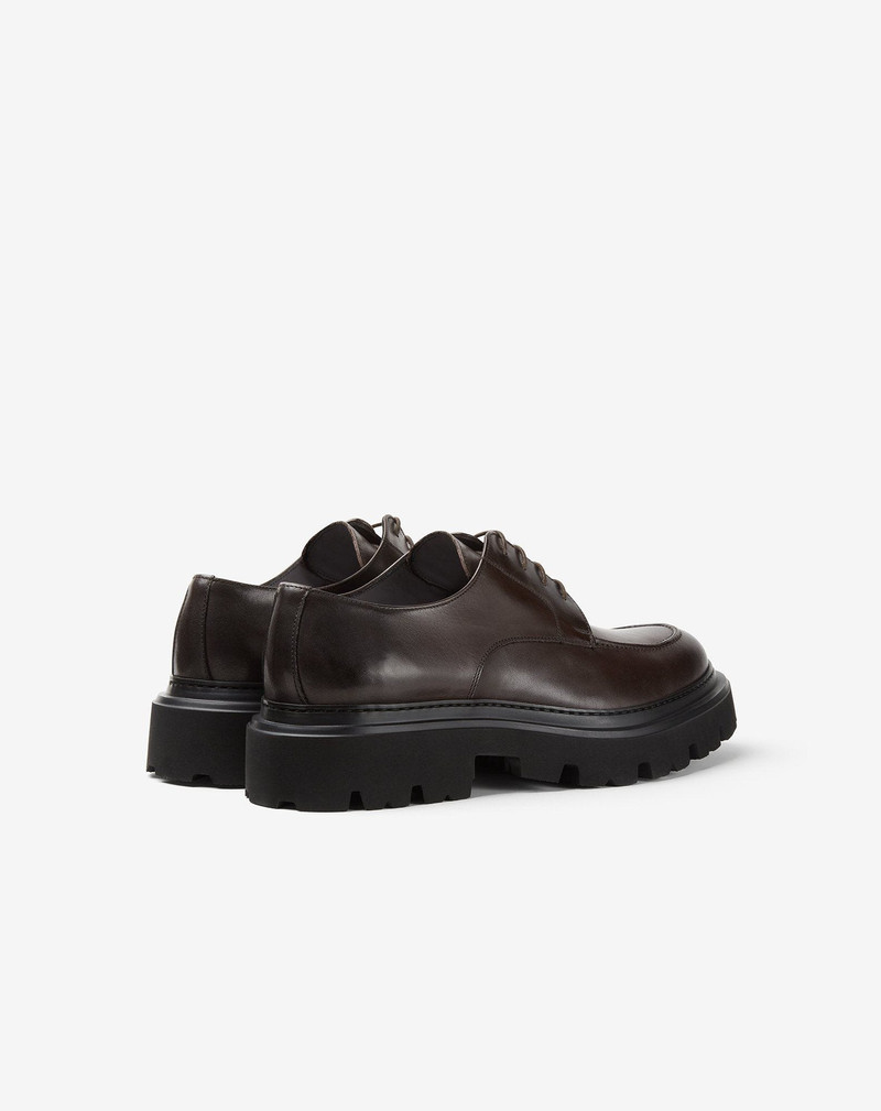 Dark brown aged calfskin Norwegian-stitched Derby shoes 3