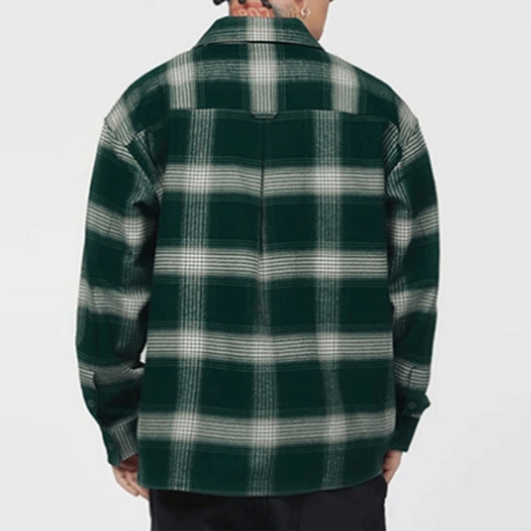 Li-Ning BADFIVE Sports Basketball Series Plaid Loose Casual Long Sleeves Shirt 'Dark Green' ASHR195- - 5