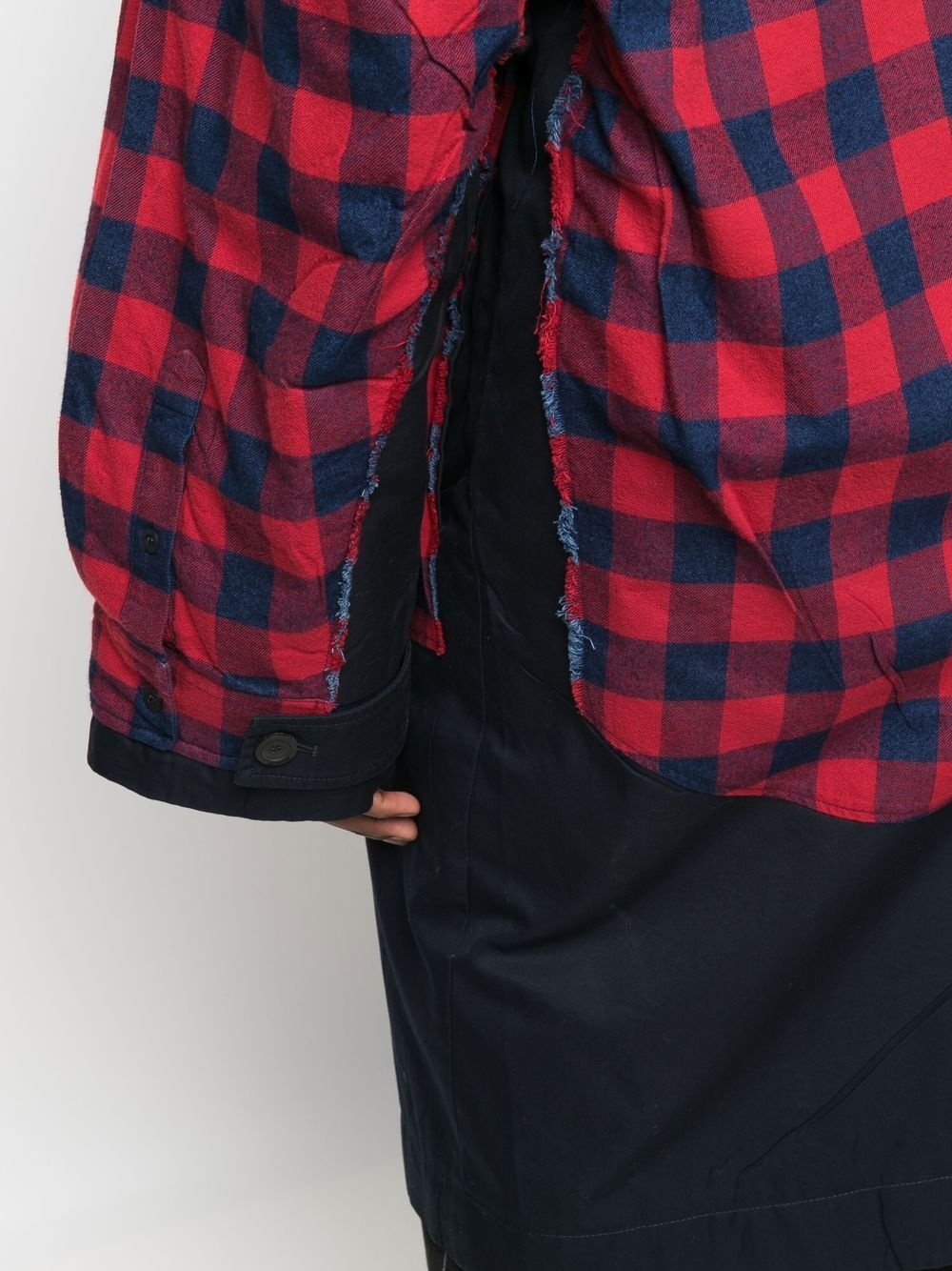 Patched check-print carcoat - 5