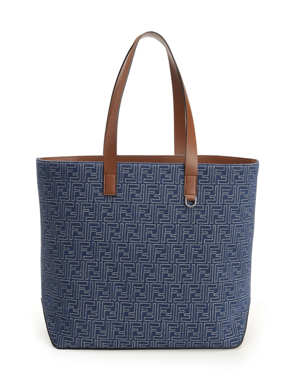 Shoppng Bag Ff Jacquard Denim Handbags Blue - 3