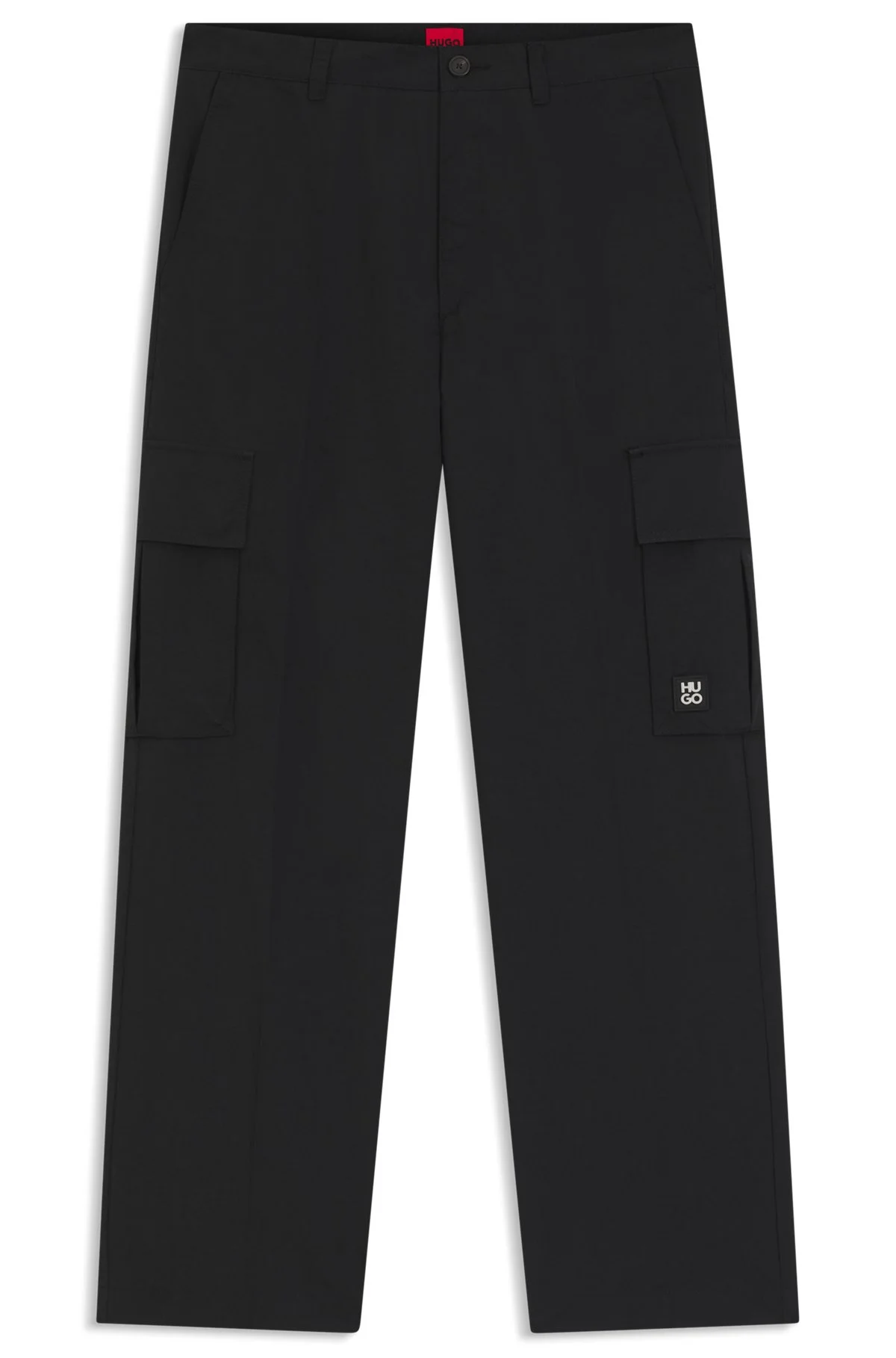 STRAIGHT-FIT CARGO TROUSERS IN WAXED FABRIC - 1