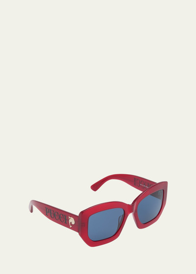 EMILIO PUCCI Oversized Logo Acetate & Metal Sunglasses outlook