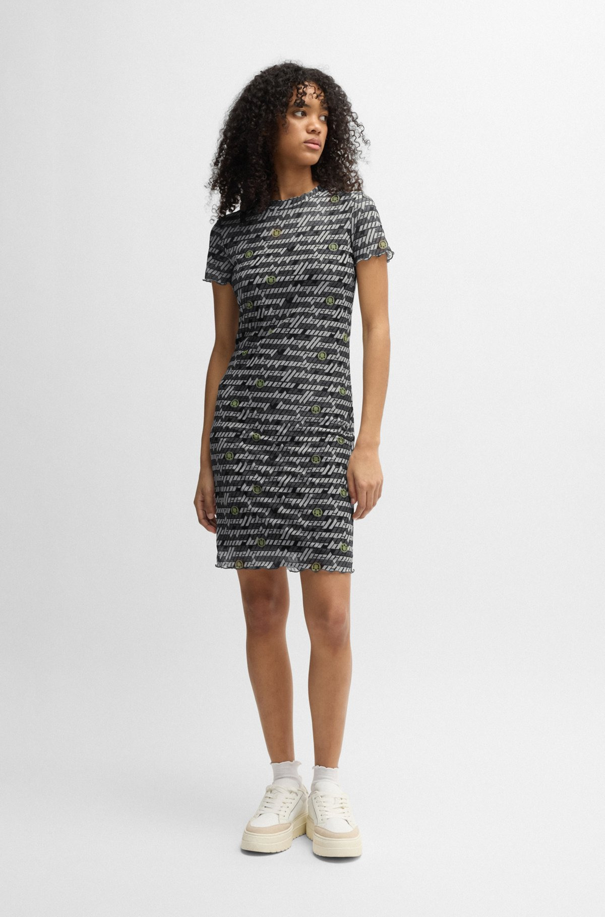 STRETCH-MESH BODYCON DRESS WITH DIGITAL PRINT - 2