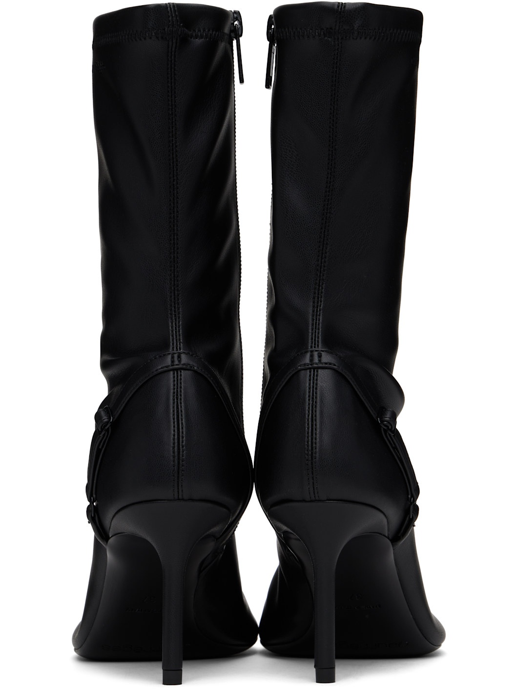 Black Oblique Stretch Leather Effect Ankle Boots - 2