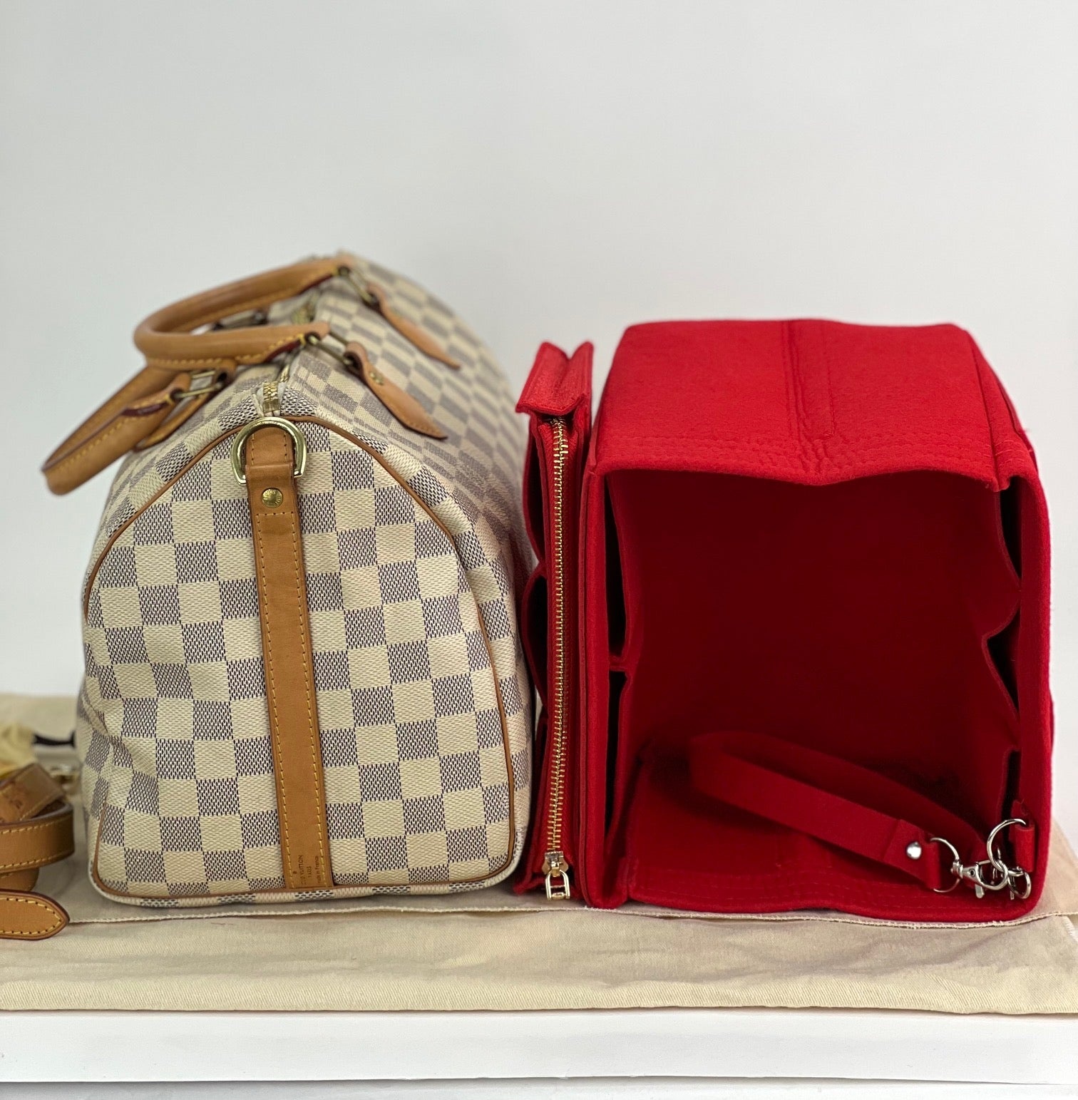 LOUIS VUITTON Speedy Bandouliere 30 Damier Azur Shoulder Hand Bag Added Insert Preowned - 6
