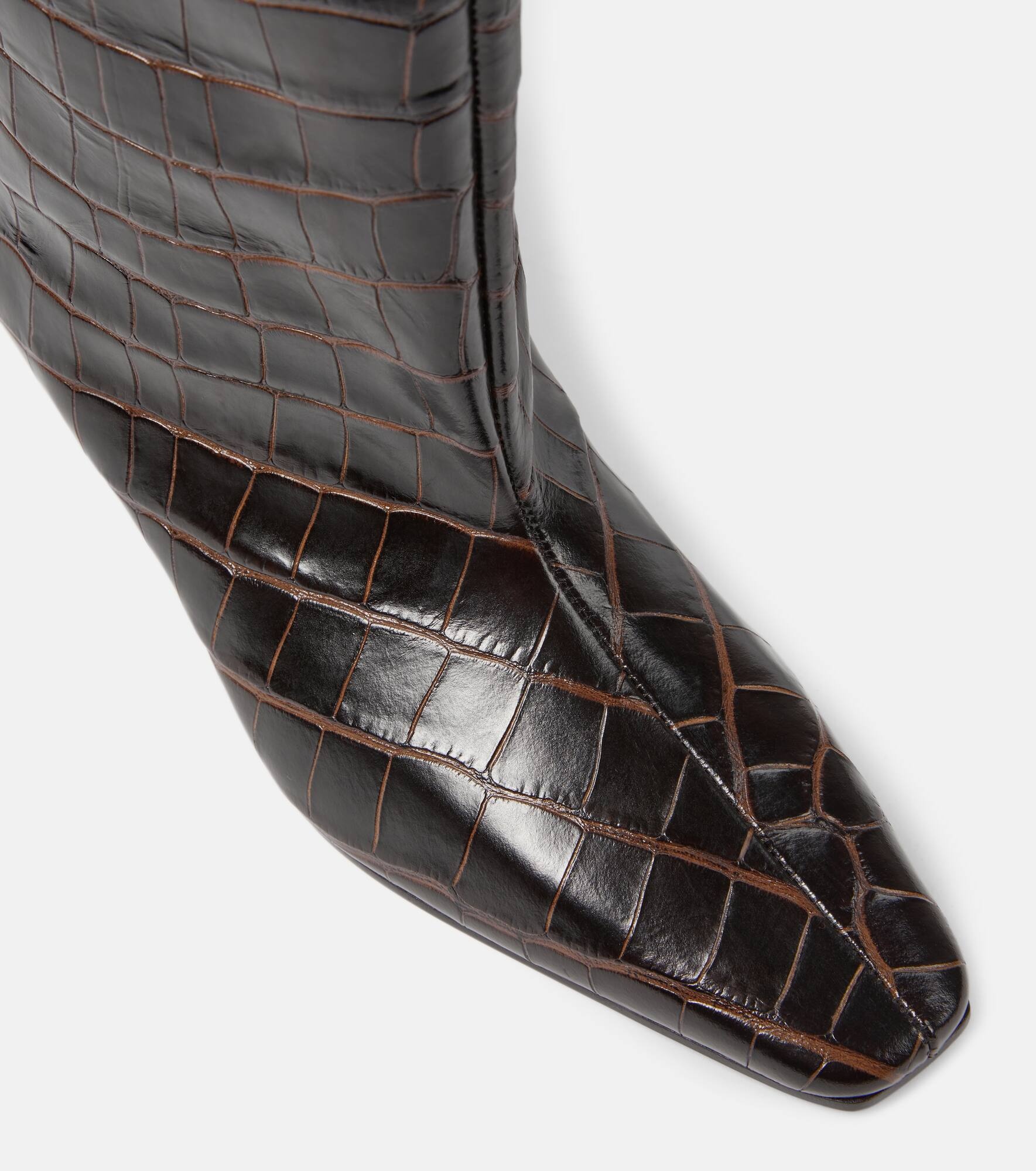 Wide Shaft croc-effect leather knee-high boots - 6