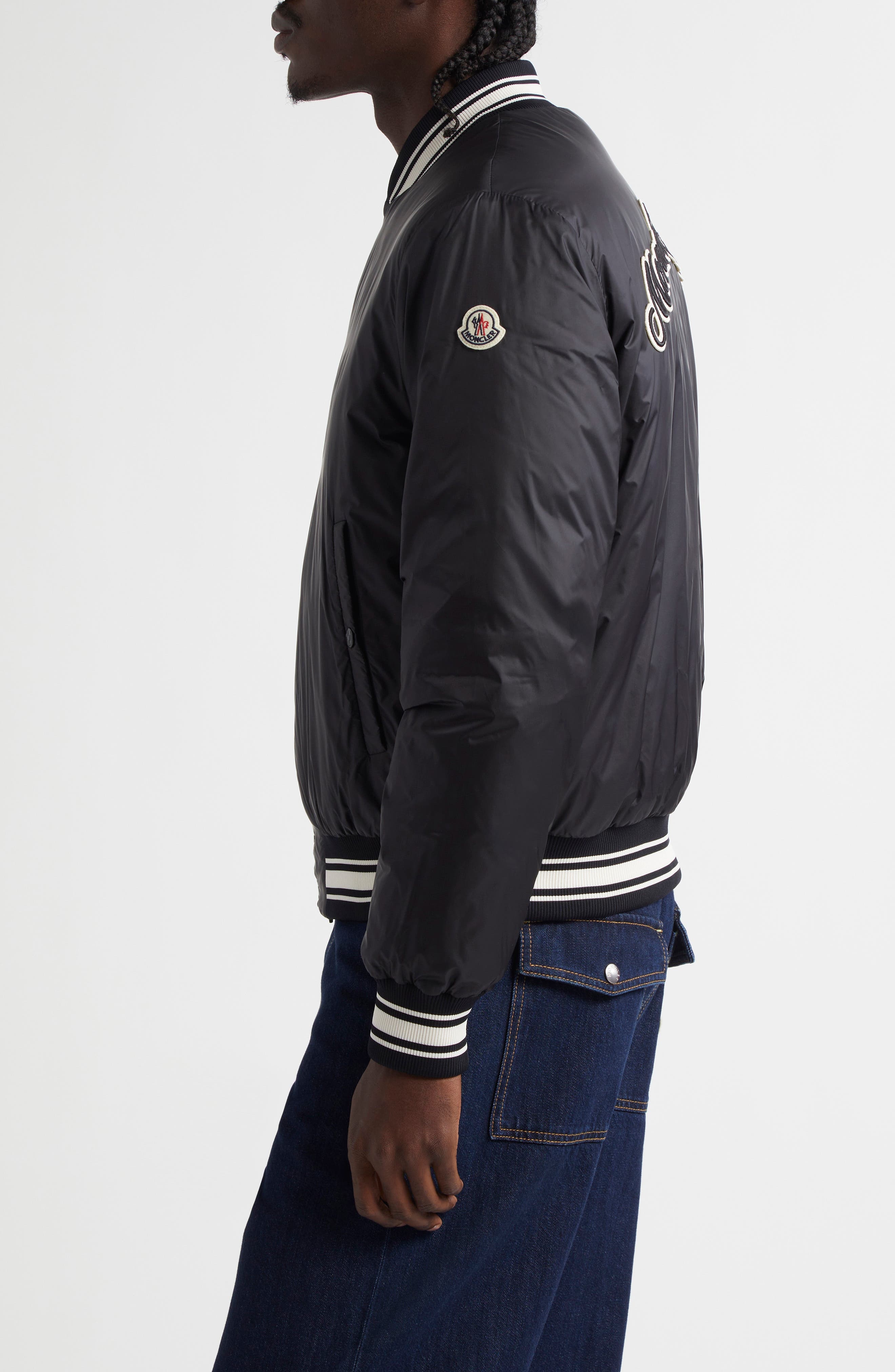 Moncler Bouchet Down Baseball Jacket in Black at Nordstrom - 4