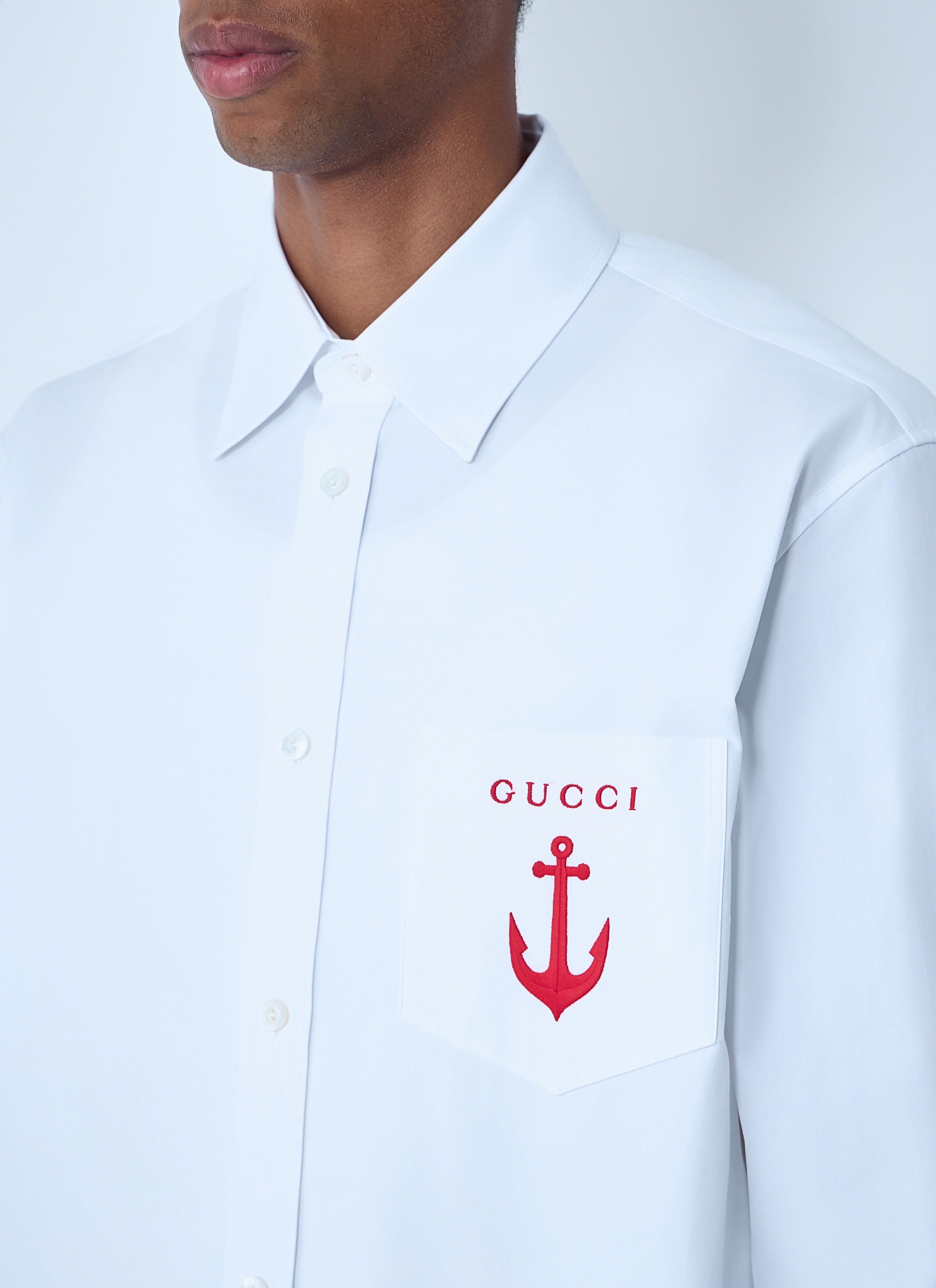Logo Embroidery Button-Down Shirt - 5