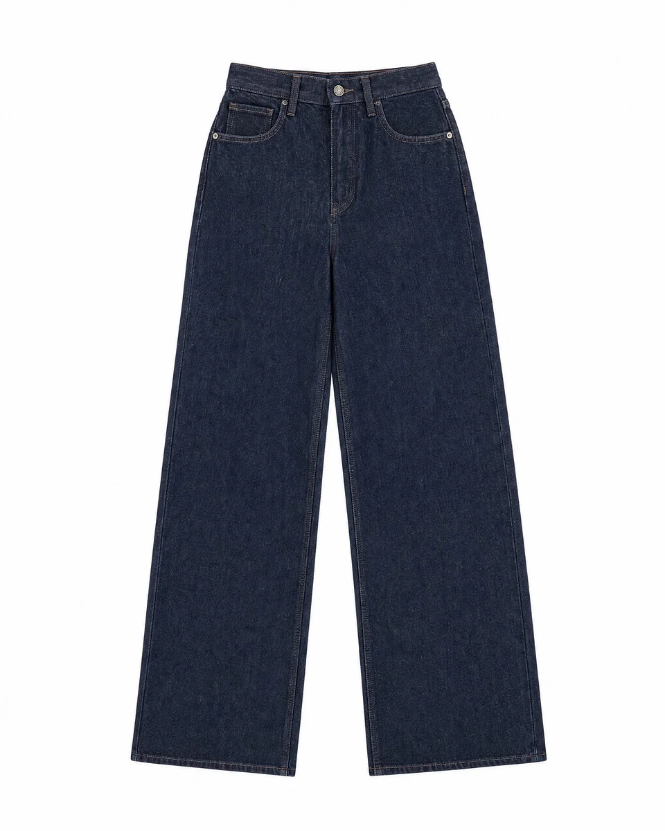 DARK BLUE WIDE-LEG JEANS - 1