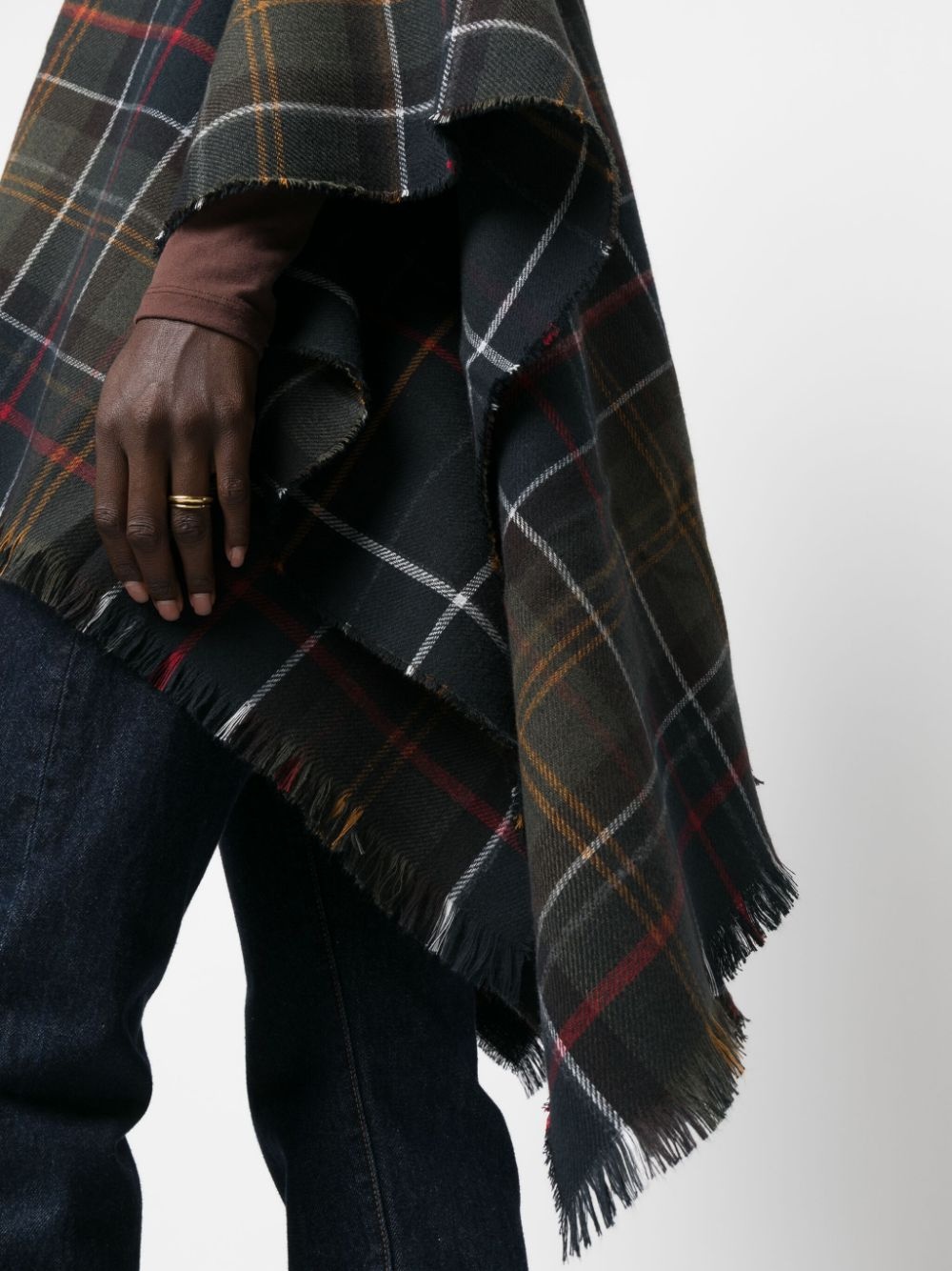 Montieth check-pattern poncho - 5
