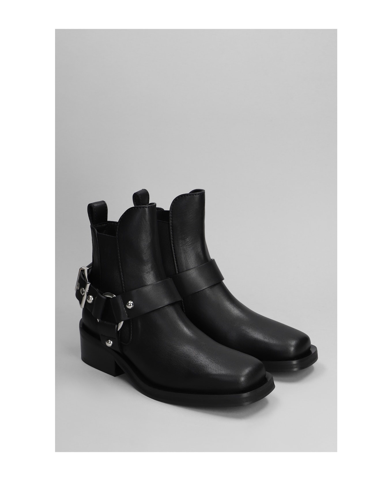 High Heels Ankle Boots In Black Leather - 2