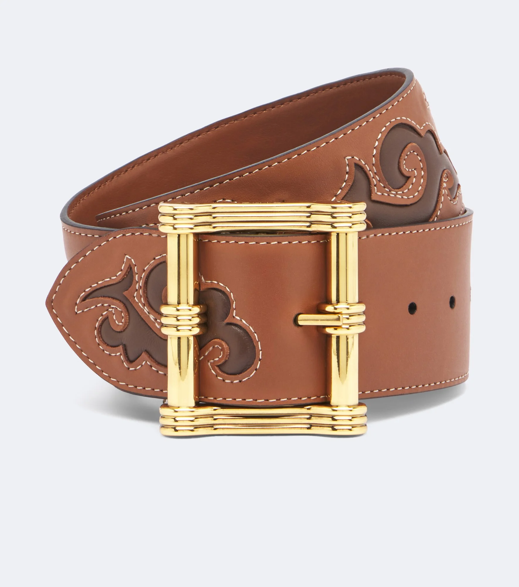 Embroidered leather belt - 1