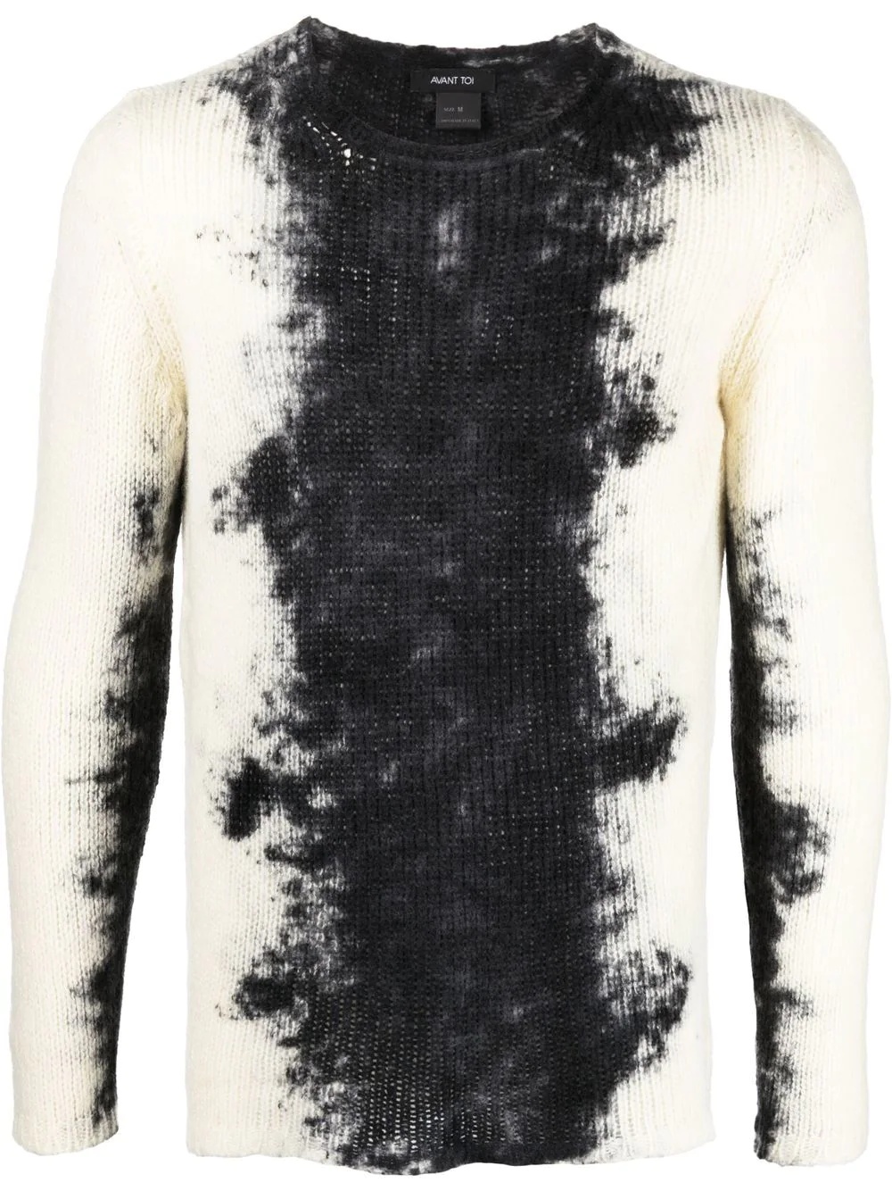 distressed-finish round neck sweater - 1