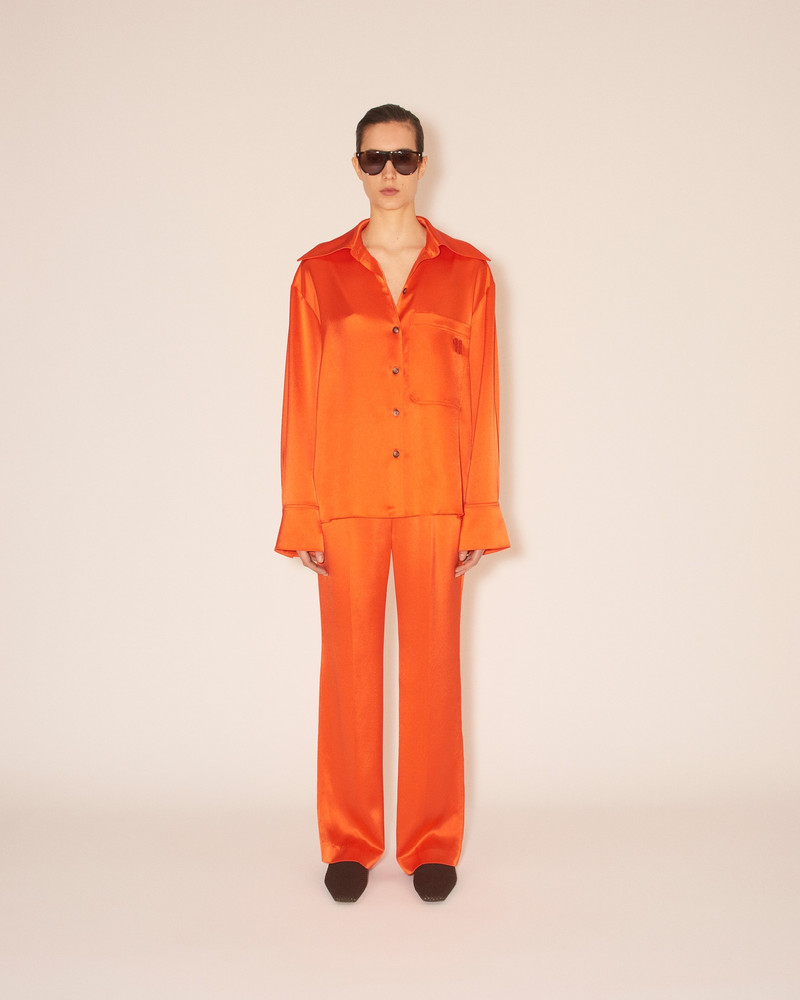 EBBA - Relaxed fit satin long sleeve shirt - Blood orange 3