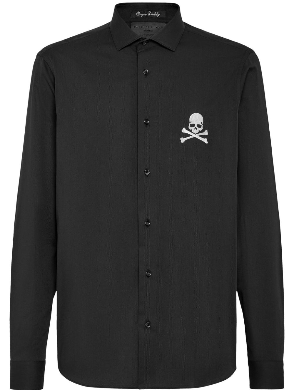 skull-embroidered cotton shirt - 1
