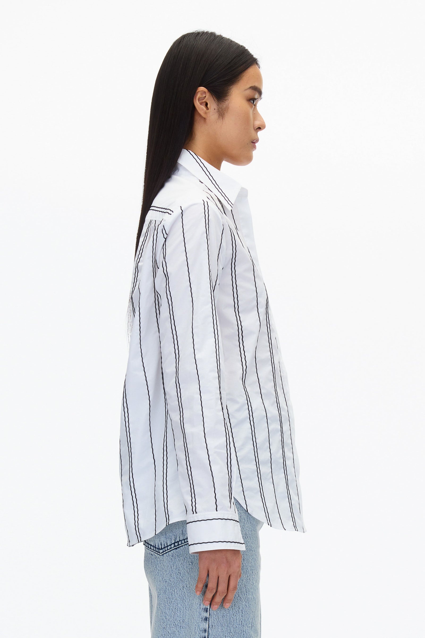Relax Fit Poplin Shirt with Wave Embroidery - 3
