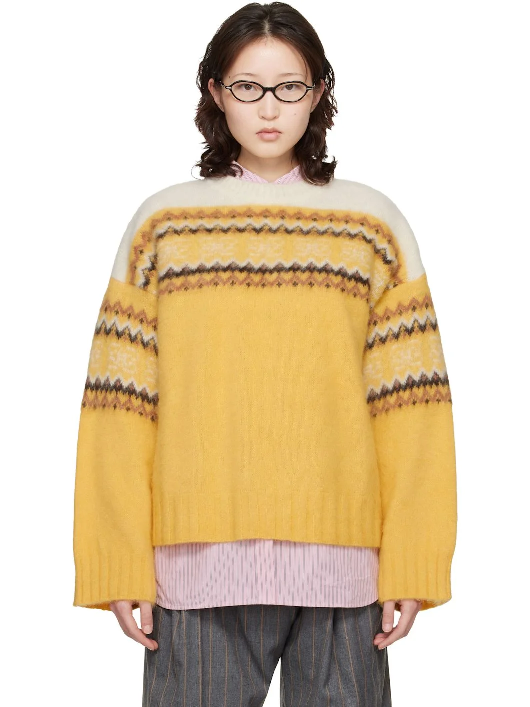 Yellow Jacquard Sweater - 1