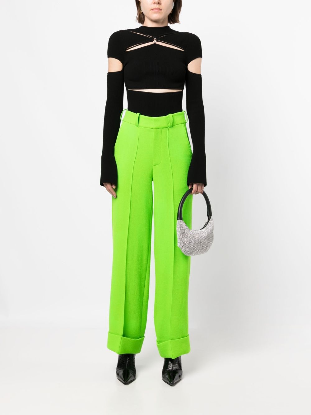 wide-leg turn-up trousers - 2