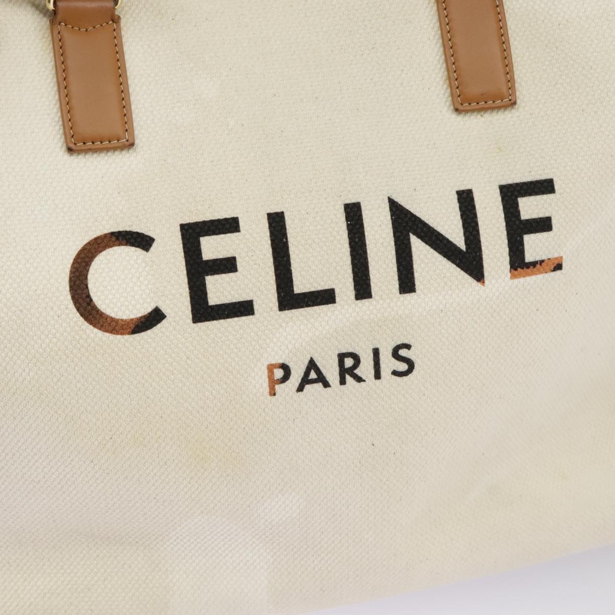 CELINE Horizontalkava Tote Bag Canvas White Gold - 10